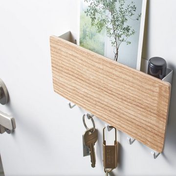 HIBNOPN Schlüsselbrett Schlüsselbrett aus Holz Multifunktionales mit Tablett und 5 Haken