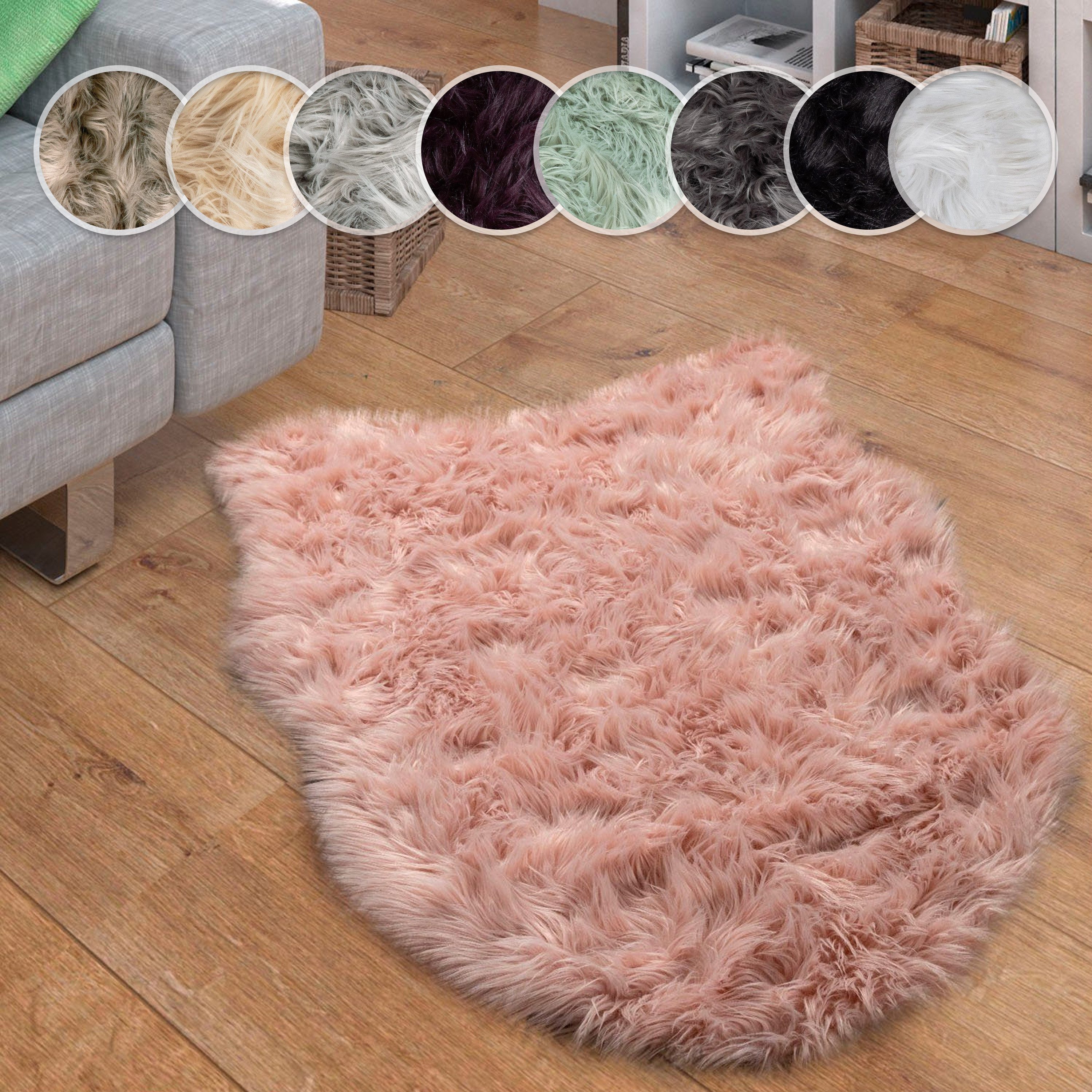 Paco Home Fellteppich Playa 960, fellförmig, Höhe: 64 mm, Kunstfell, Flokat günstig online kaufen