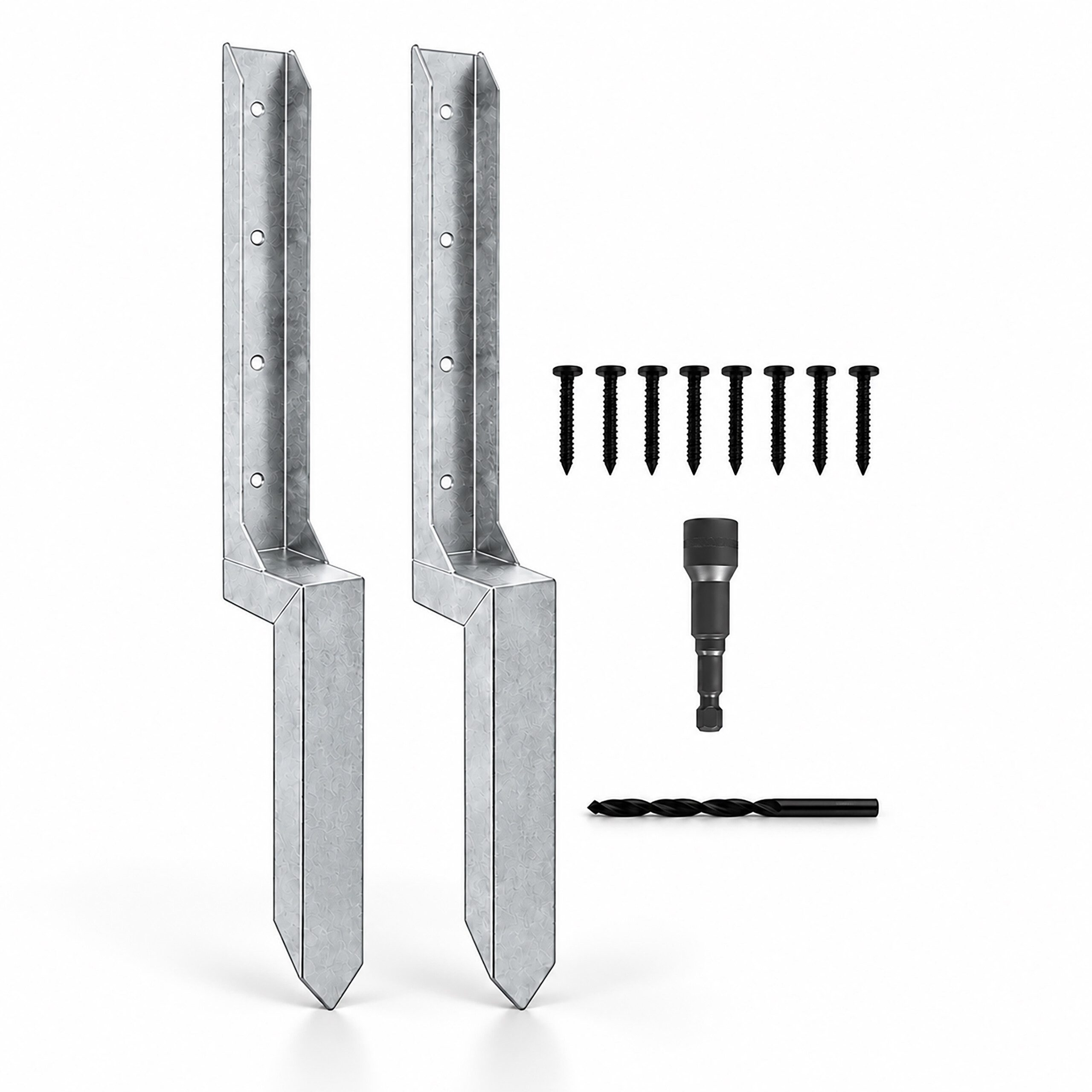 relaxdays Holz-Reparaturset Reparaturset für Zaunpfosten, 2-St., silber, 2er Pack