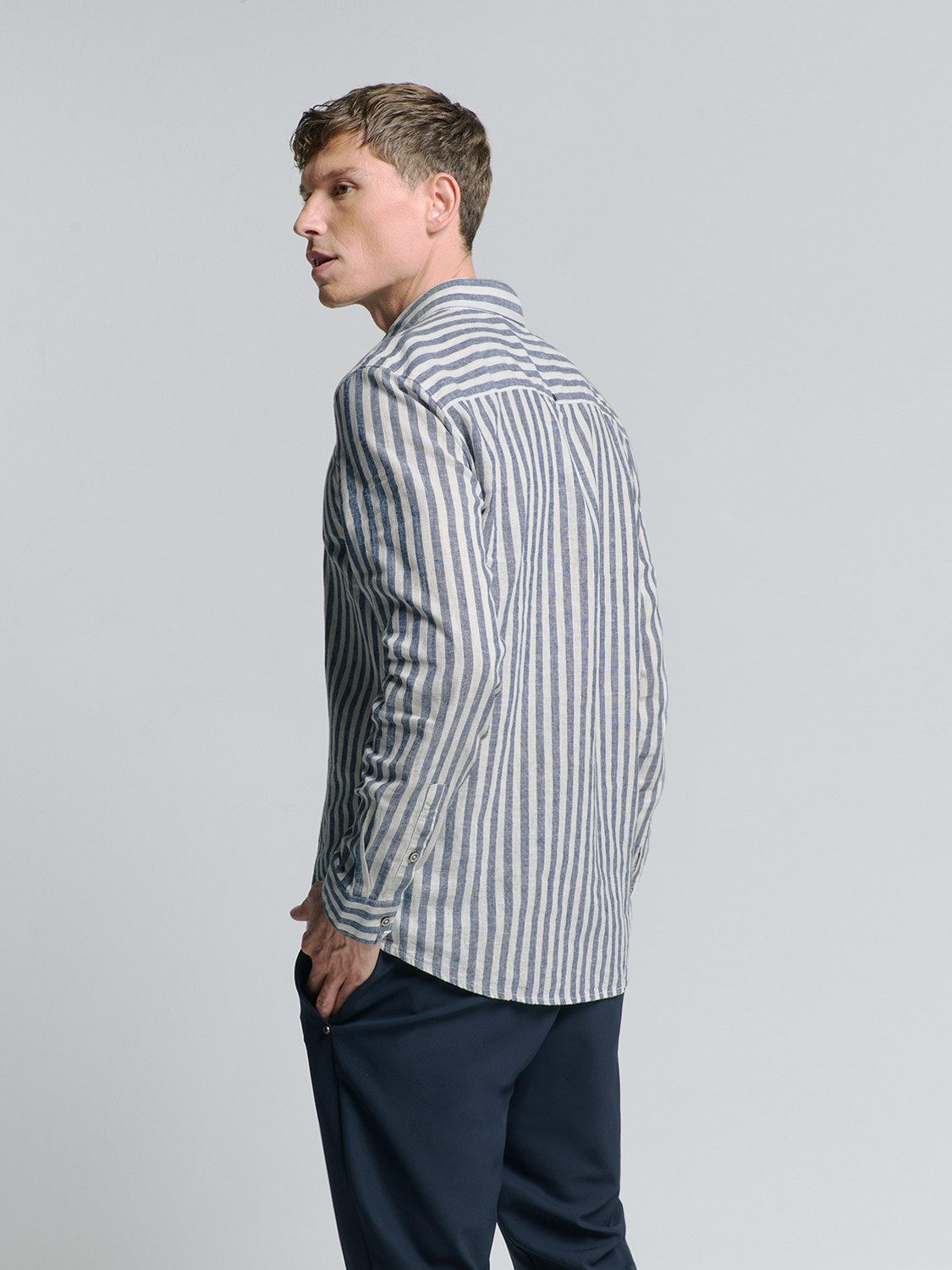 NO EXCESS Langarmhemd No Excess Leinenhemd günstig online kaufen
