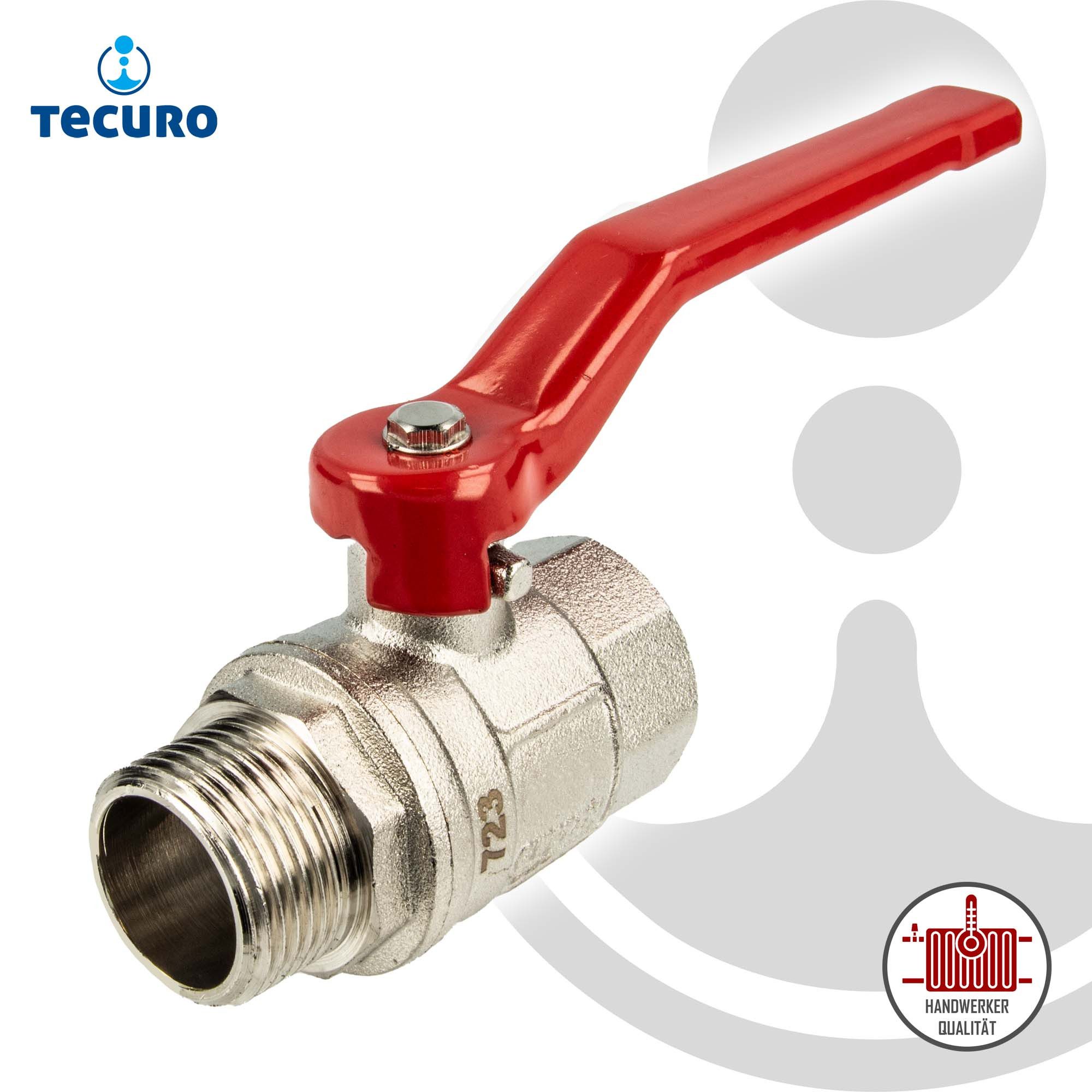 tecuro Kugelhahn Innen- x AG 1/2 bis 2 Zoll, Stahlhebel lang