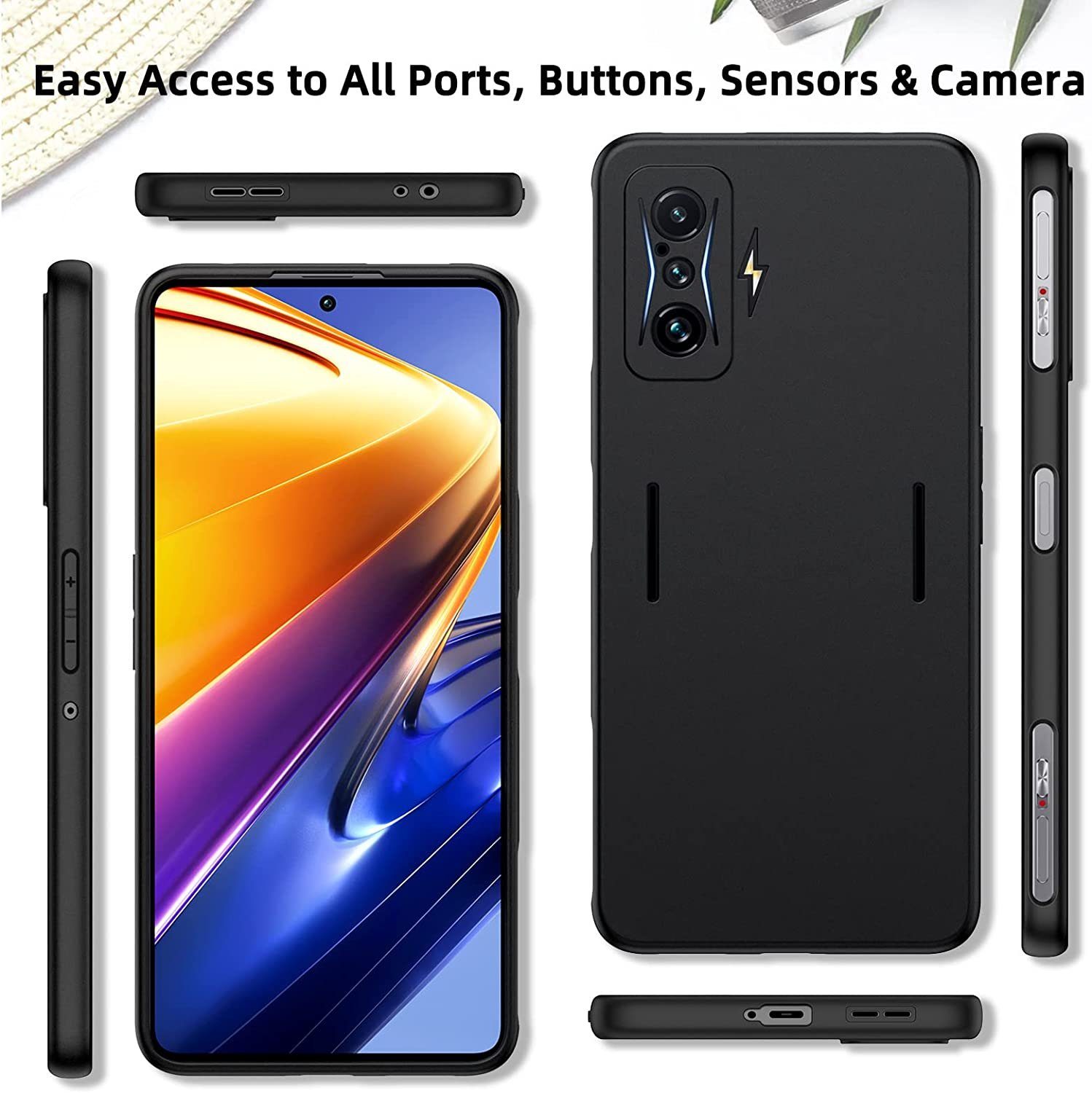 Handyhülle Hülle für Xiaomi Poco F4 GT Silikon Schutz Schwarz Matt Handyhülle Tasche Case