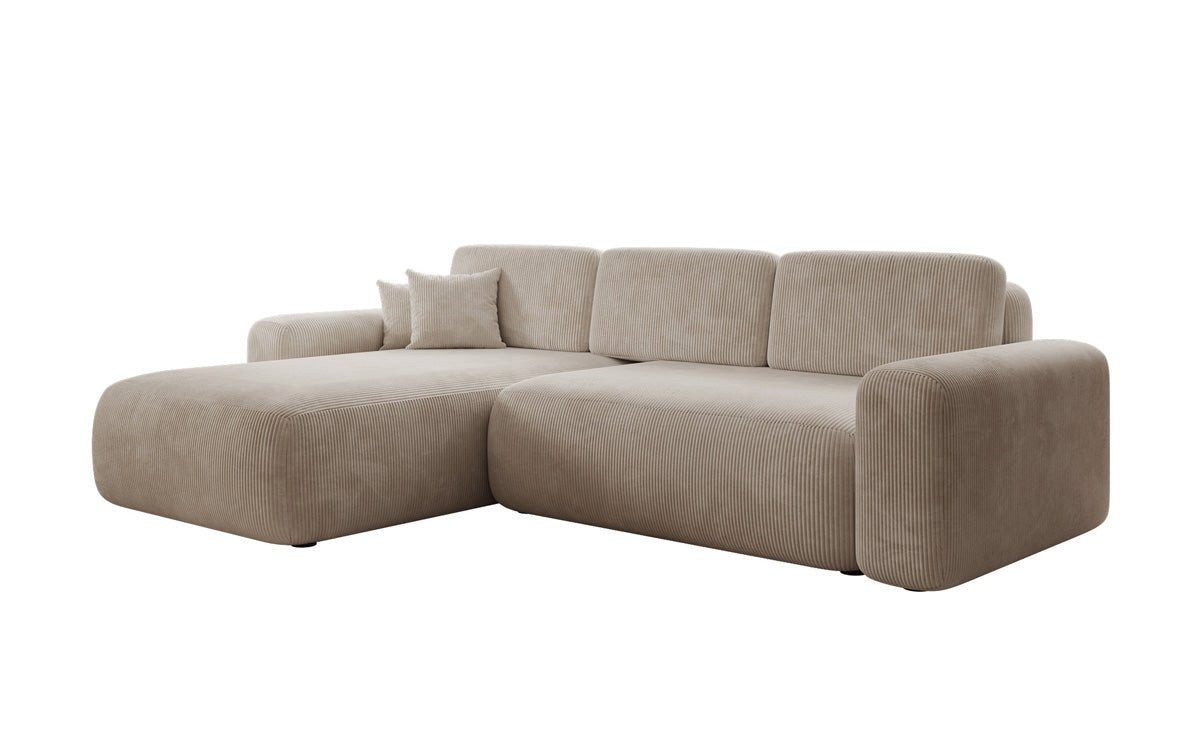 Luxusbetten24 Schlafsofa Designer Ecksofa Lola in Cord, mit Stauraum und Schlaffunktion