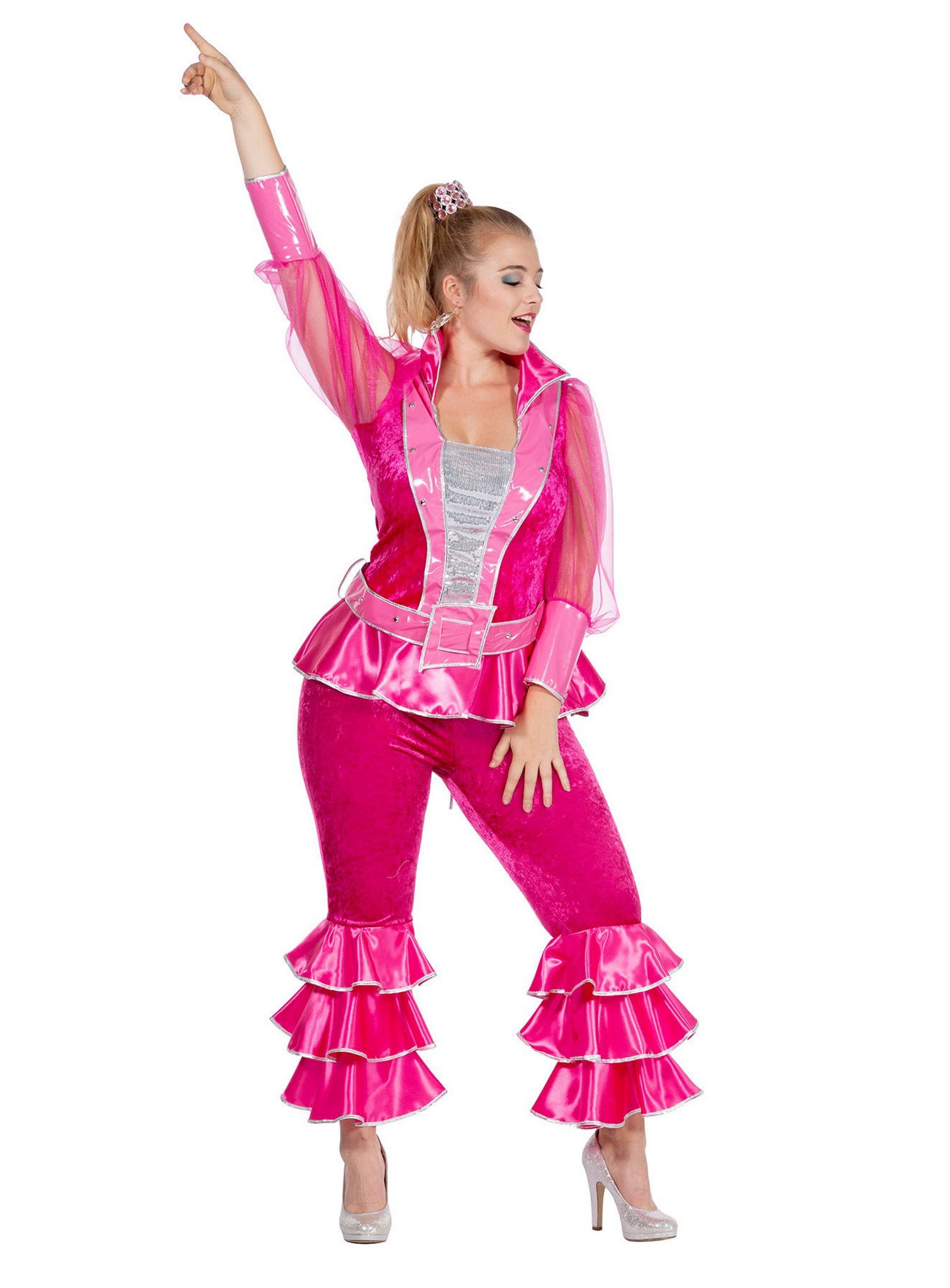 Metamorph Kostüm Mamma Mia Disco Kostüm pink, Abba hallo: 70er Jahre Disco Outfit für den Schlagermove