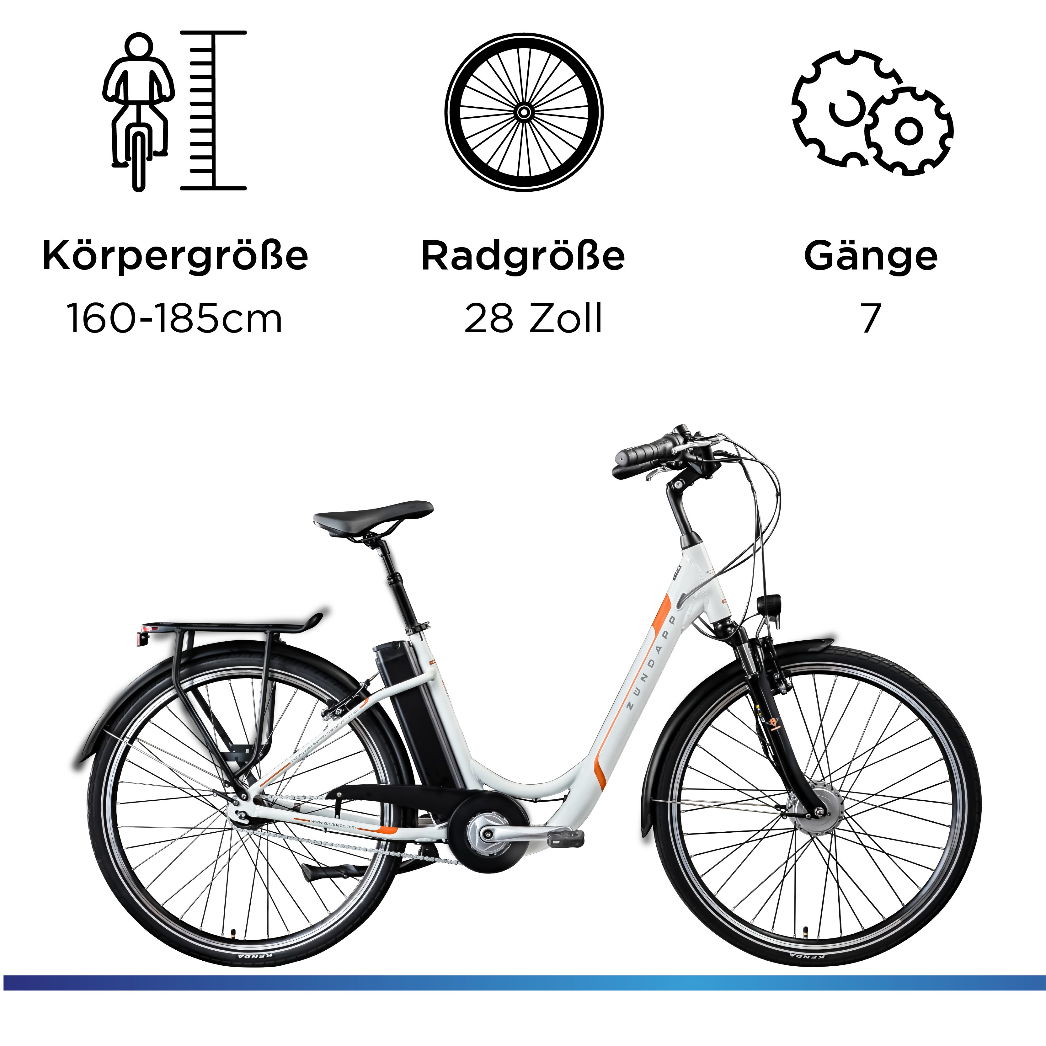Zündapp E-Bike Cityrad Z517, 7 Gang Shimano, Nabenschaltung, Frontmotor, 531 Wh, Pedelec, Elektrofahrrad für Damen u. Herren – Bild 4 von 5