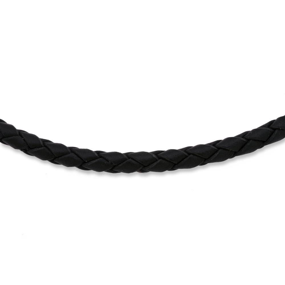 Unique Lederband Echte Lederkette in schwarz geflochten mit Edelstahlverschluss LN0002