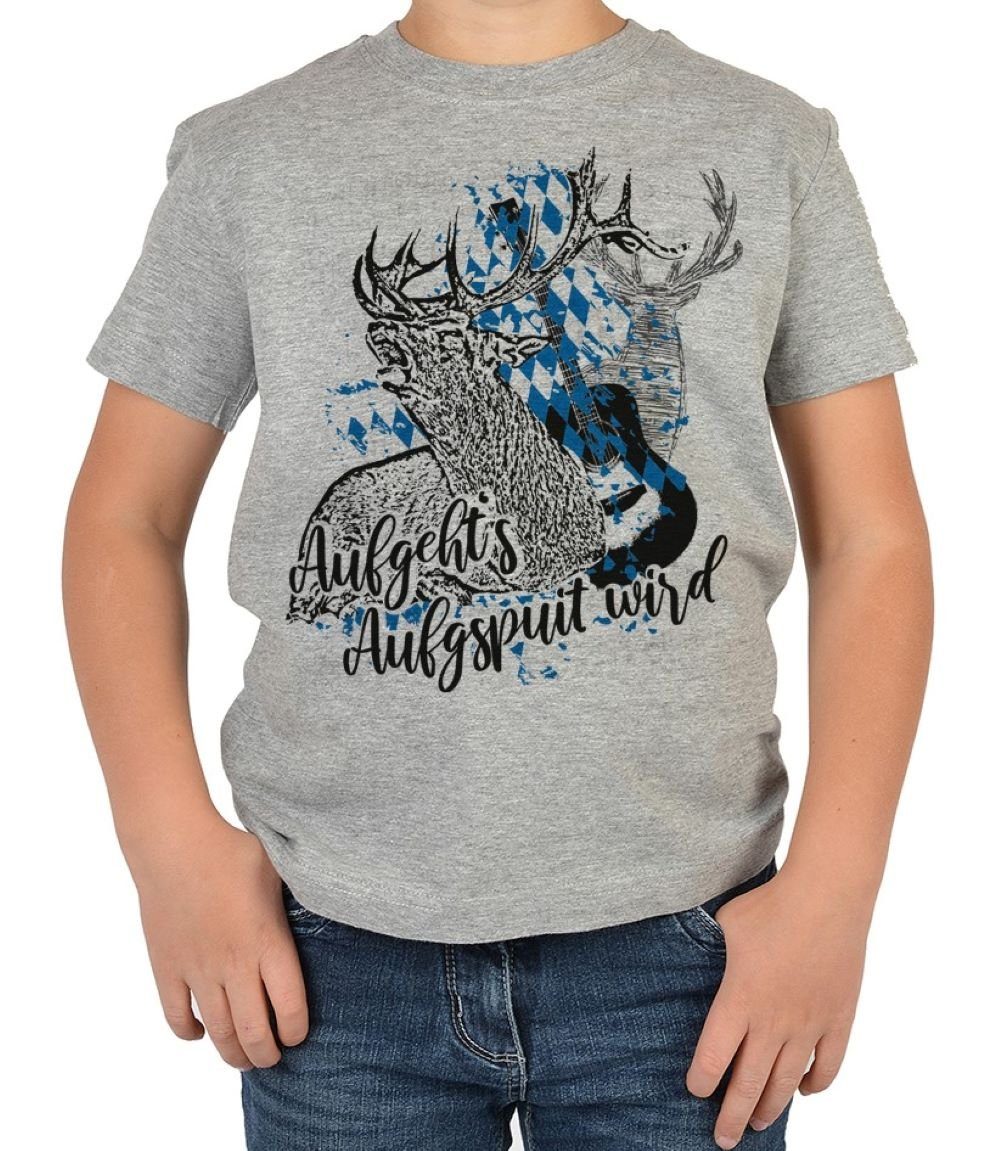 Tini - Shirts T-Shirt Hirsch Motiv Blasmusik Kinder Blaskapelle Motiv Shirt Volksfest : Auf geht´s Aufgspuit wird