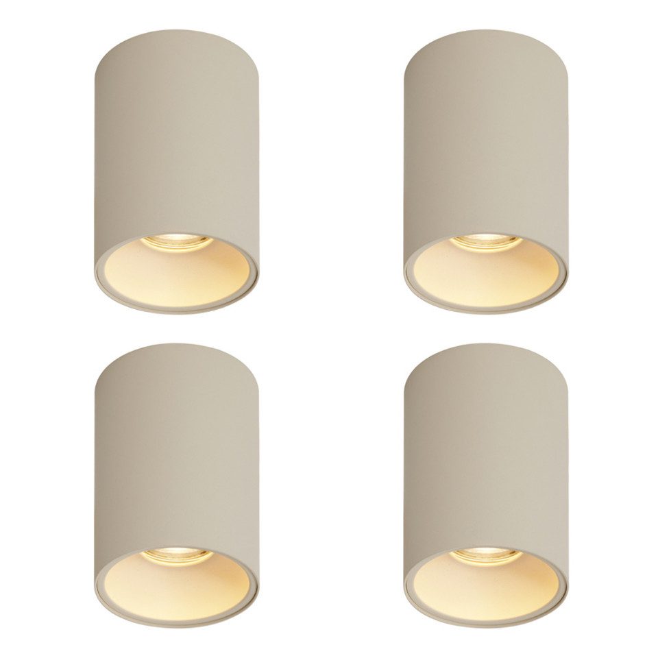 Qazqa LED Aufbaustrahler 108436, ohne Leuchtmittel, Extra-Warmweiß, QAZQA Aufbauspot, gu10, Beige, Aluminium, Modern