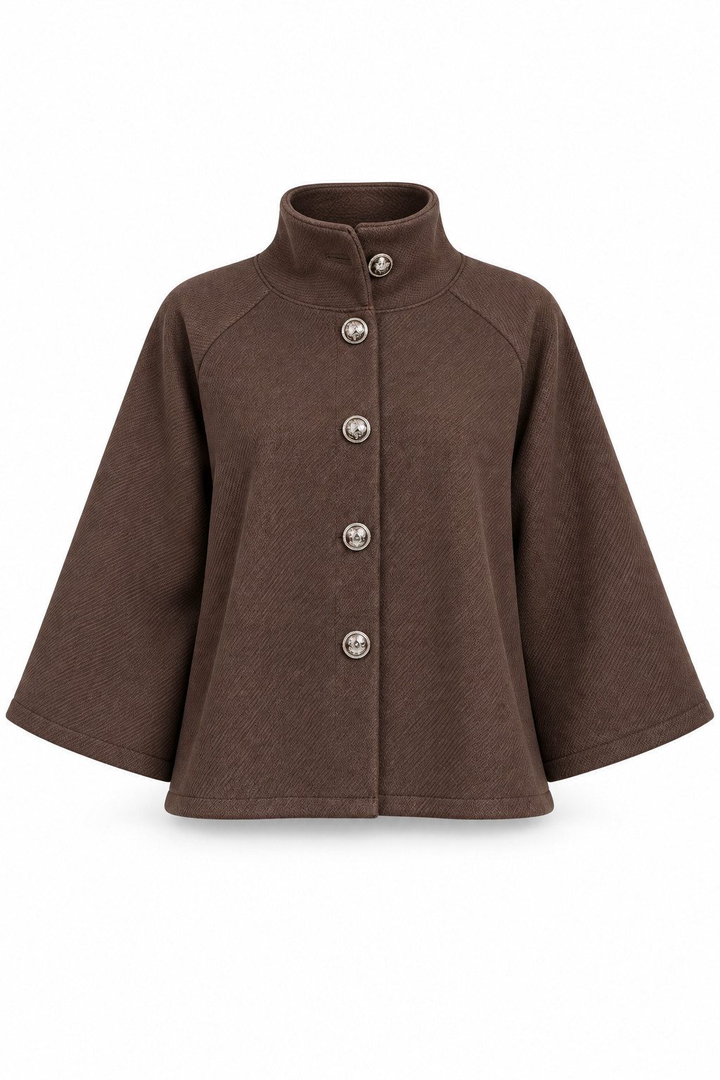 ITALY VIBES Wolljacke - Elegante Capejacke mit Stehkragen und verzierten Knöpfen für Damen ONE SIZE - passend für Größen S bis L