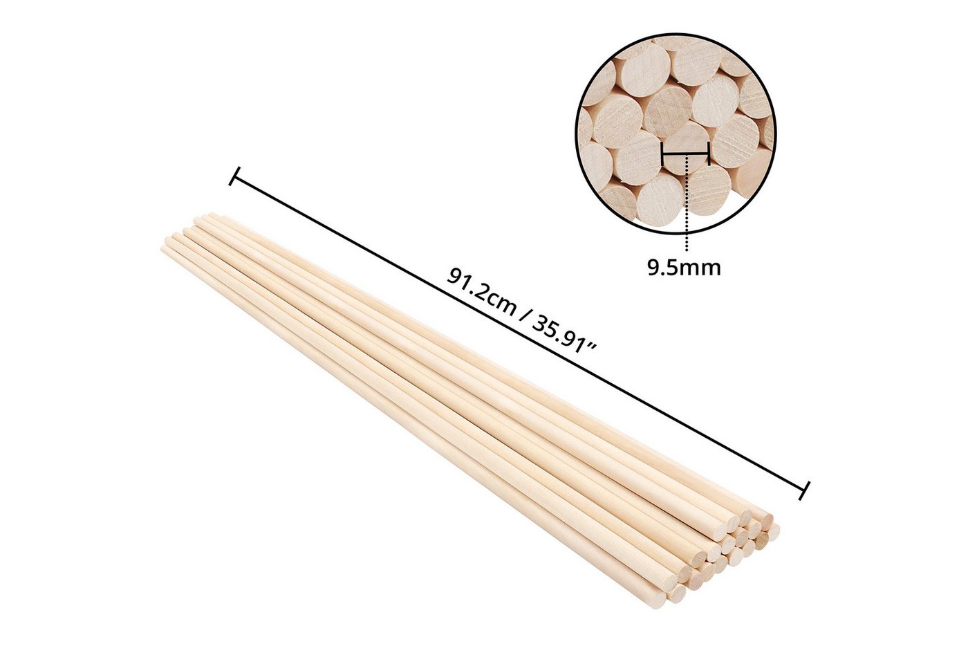 Thumbnail - Belle Vous Kantholz 20 Holzstäbchen 91,2 cm lang für Bastelarbeiten und DIY, (20-tlg)