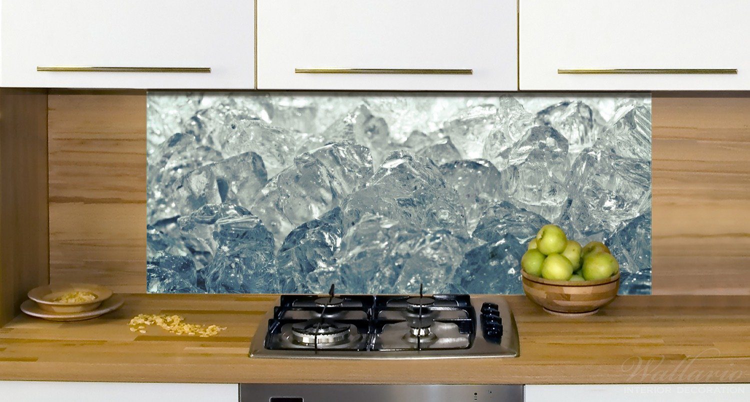 Eis in (1-tlg) Wallario Küchenrückwand Leuchtendes blau-grau,