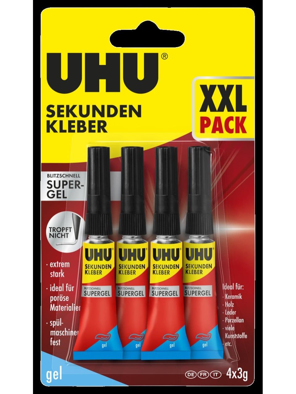UHU Bastelkleber UHU Sekundenkleber blitzschnell 4 x 3 g Gel