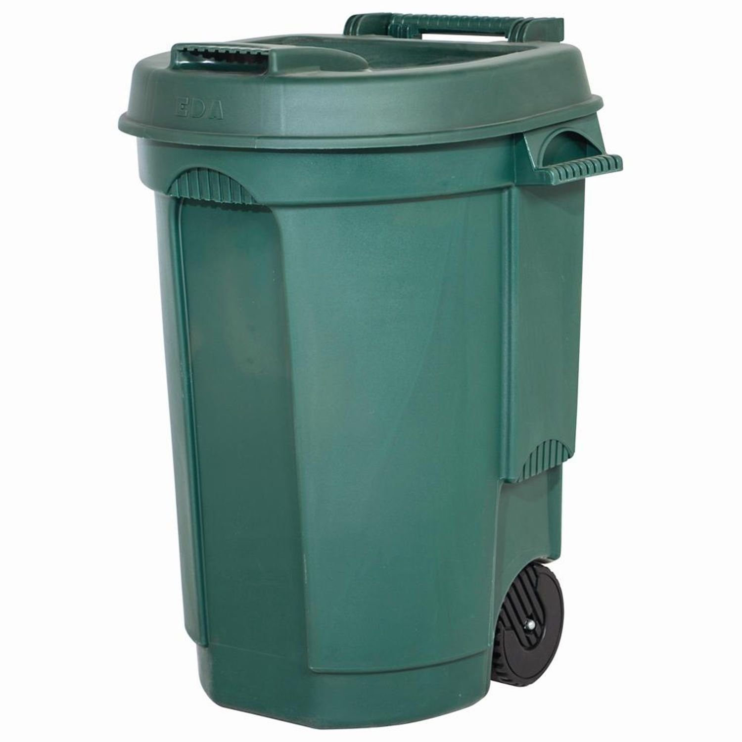 EDA Plastiques Mülleimer Fahrbarer Abfallbehälter 110L Farbe: grün, Maße: 55x58x81cm