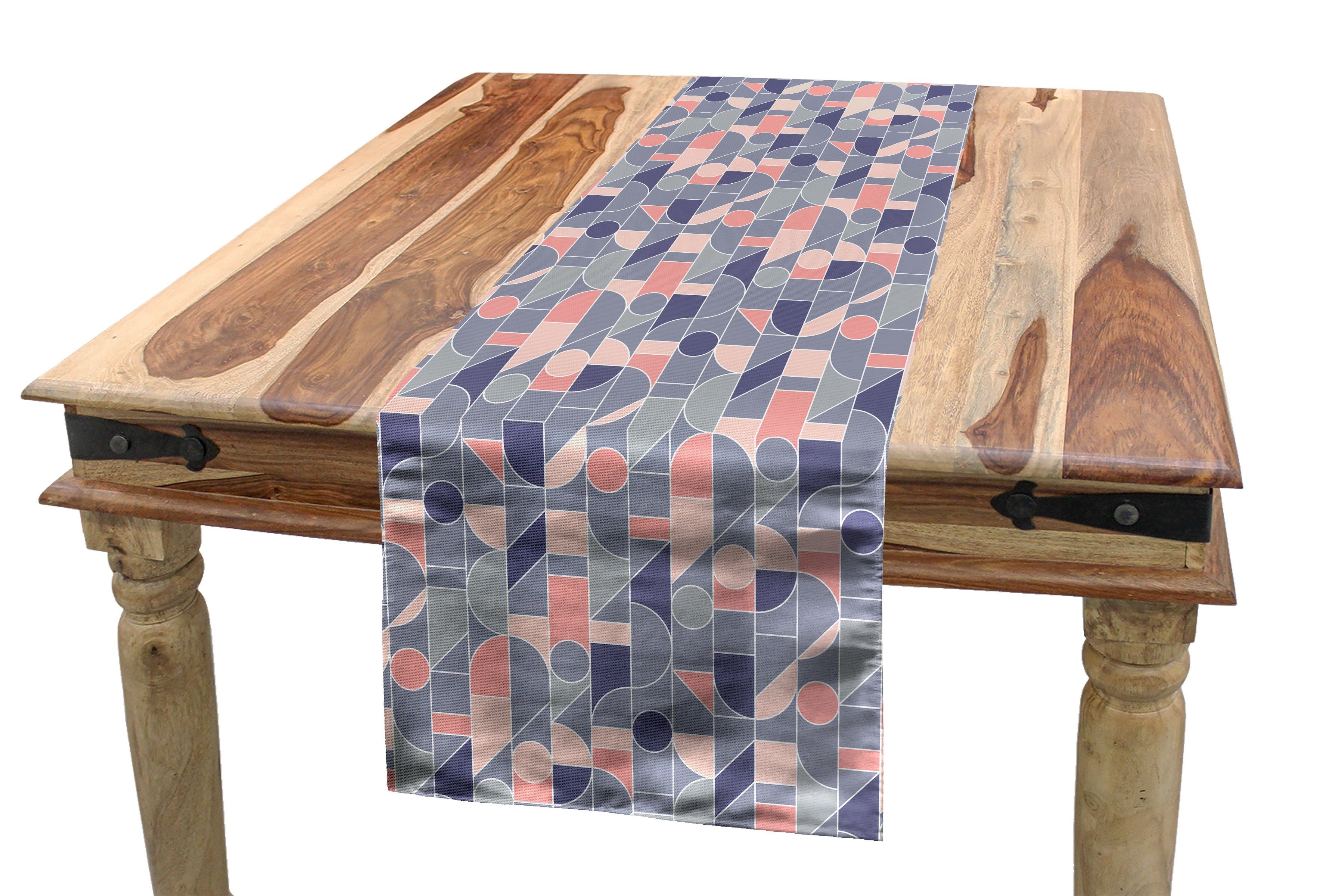 Dekorativer Tischläufer Tischläufer, Rechteckiger Geometrisch Abstrakte Esszimmer Abakuhaus Retro Formen Küche