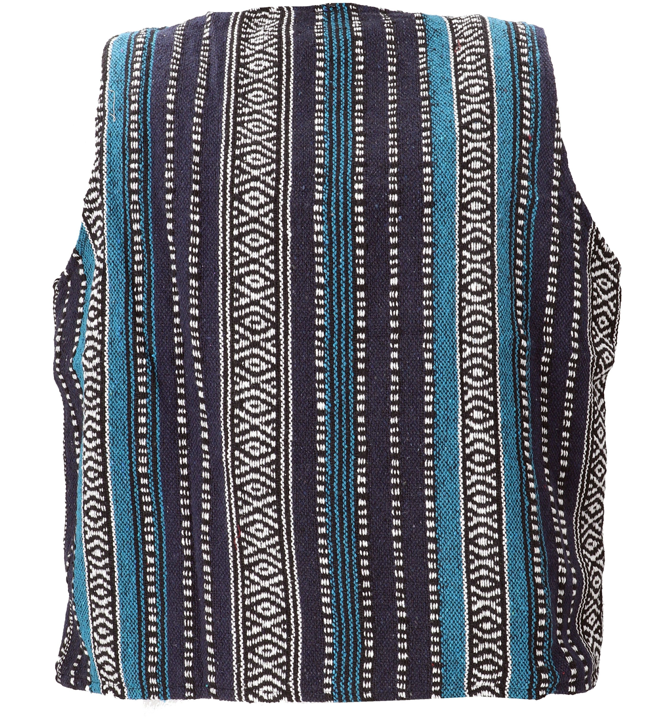 Guru-Shop Strickjacke Goaweste, alternative Herren Weste - blau alternative Bekleidung
