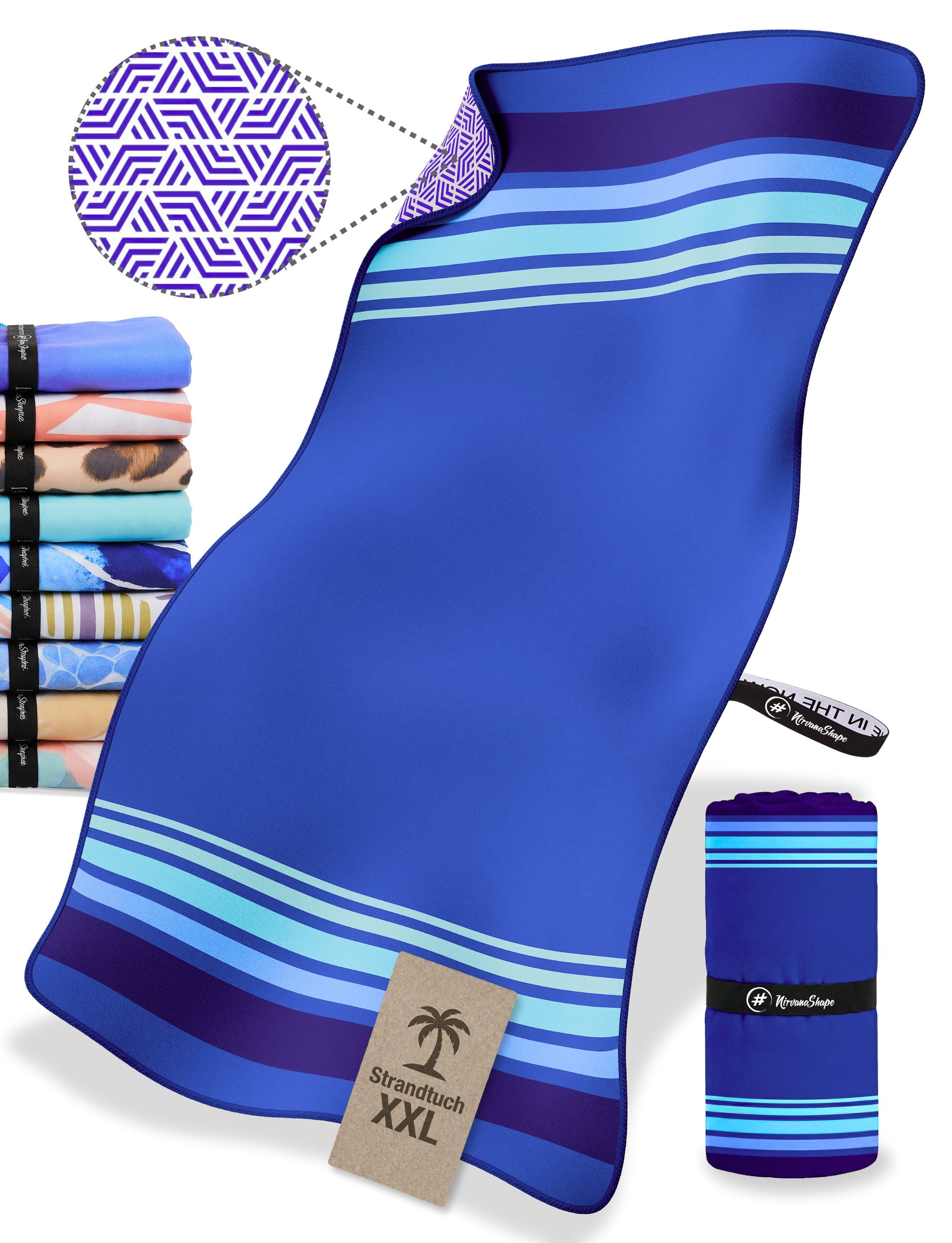 NirvanaShape Strandtuch Reise Handtuch Strandtuch XXL - Strandhandtuch, Mikrofaser Badetuch