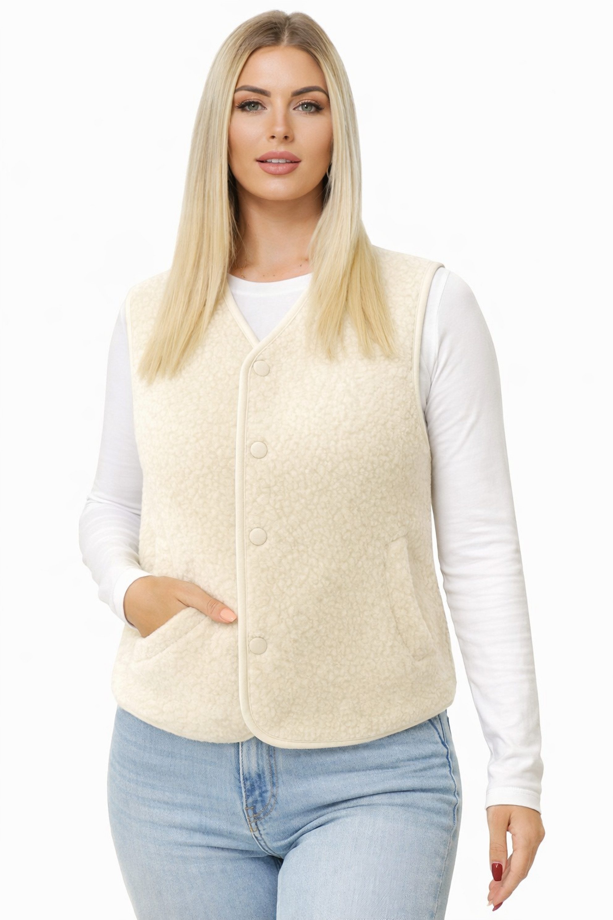 Worldclassca Fellimitatweste Worldclassca Teddy Weste Warm Kuschelig Kurz Herbst Winter Ärmellos Neue Kollektion - Stilvolle und gemütliche Mode für Damen