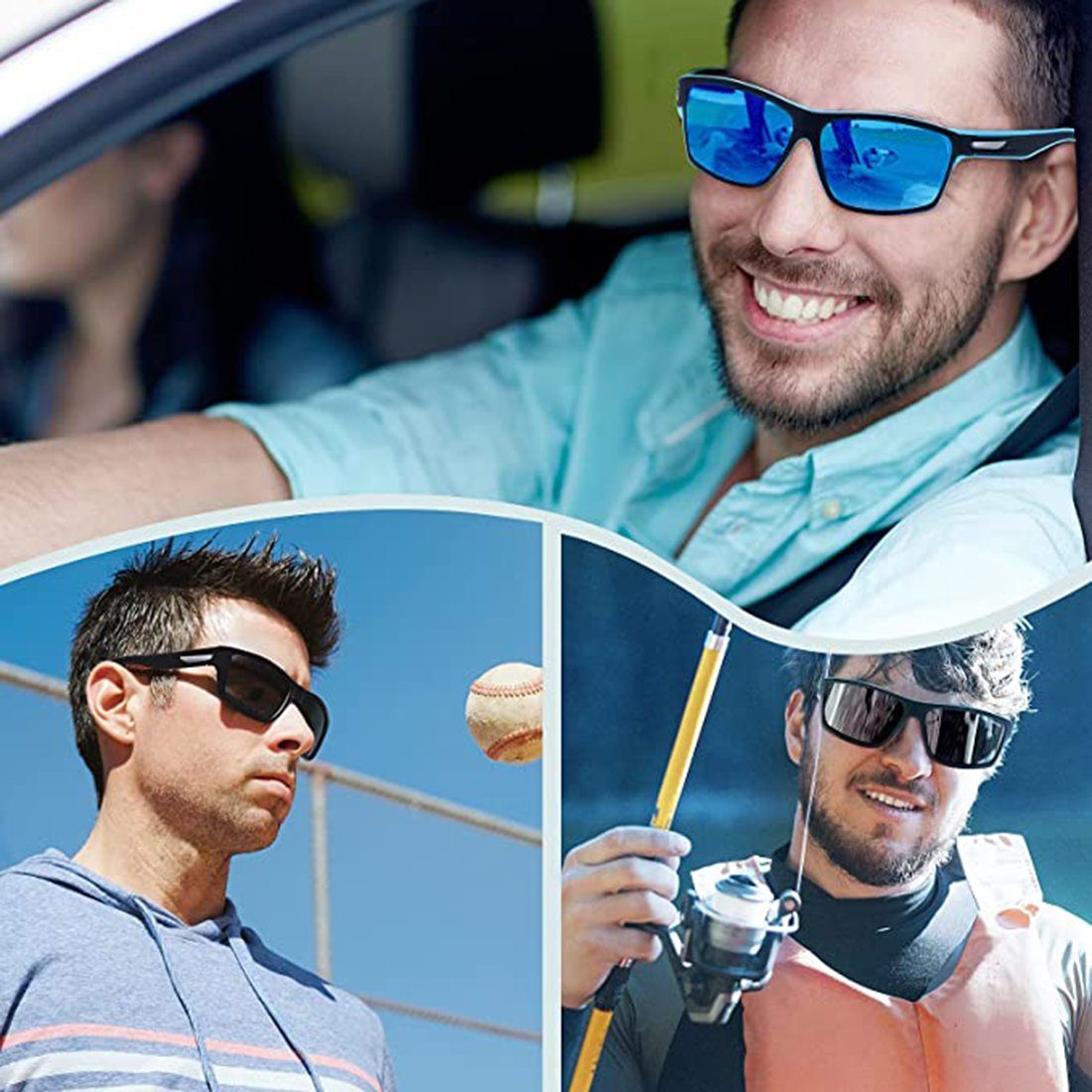 Sportbrille,UV400 Damen,für Sonnenbrille und Sport Sonnenbrille für 2 Haiaveng Fahrrad Schutz Stück,Polarisierte Angeln Herren Laufen Golfen