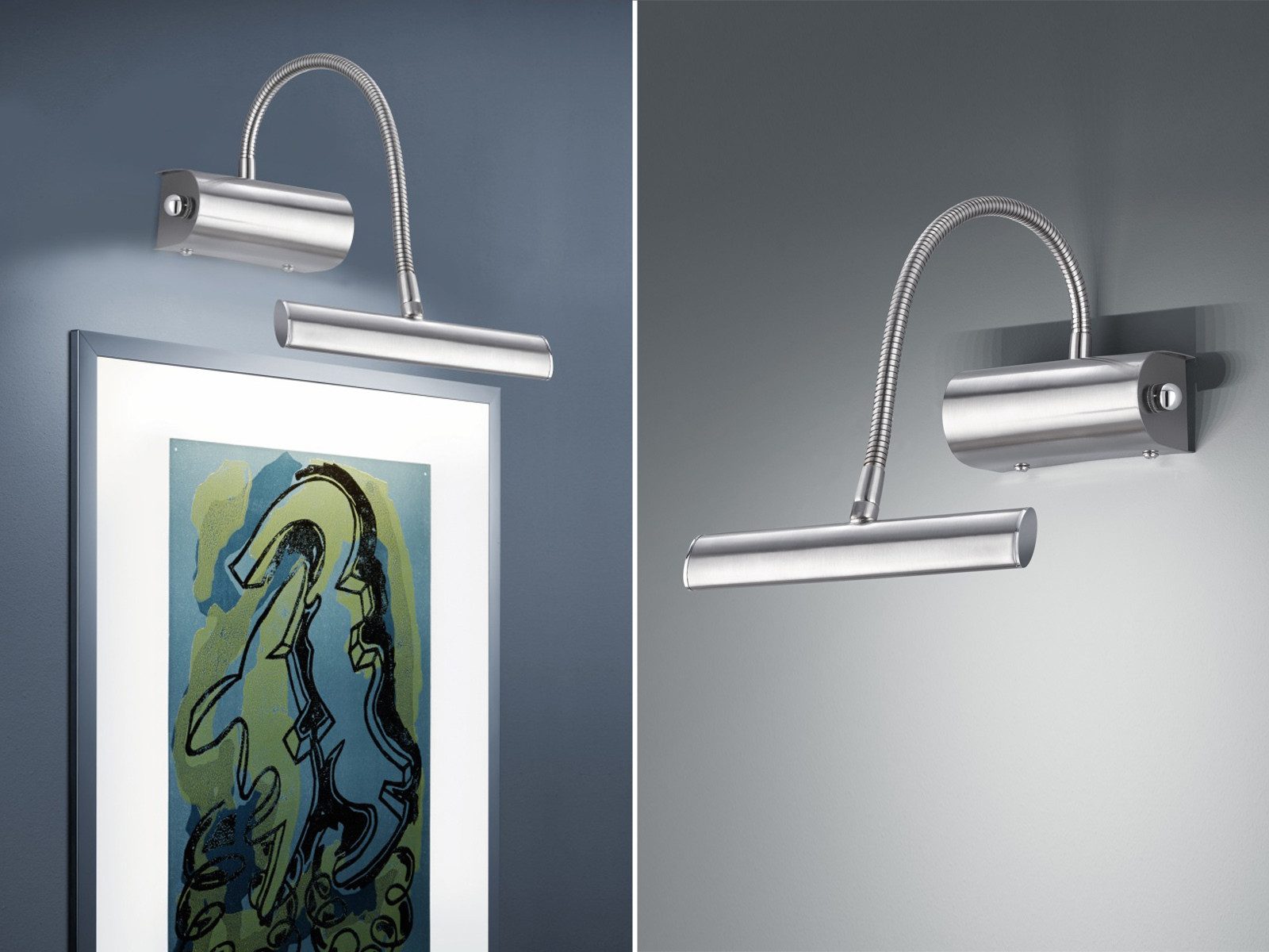 TRIO Leuchten LED Bilderleuchte, Dimmfunktion, LED fest integriert, Über Drehdimmer stufenlos dimmbar, Warmweiß, Wandleuchte zur gezielten Bilder-Beleuchtung mit Flex-Arm, Breite 18cm