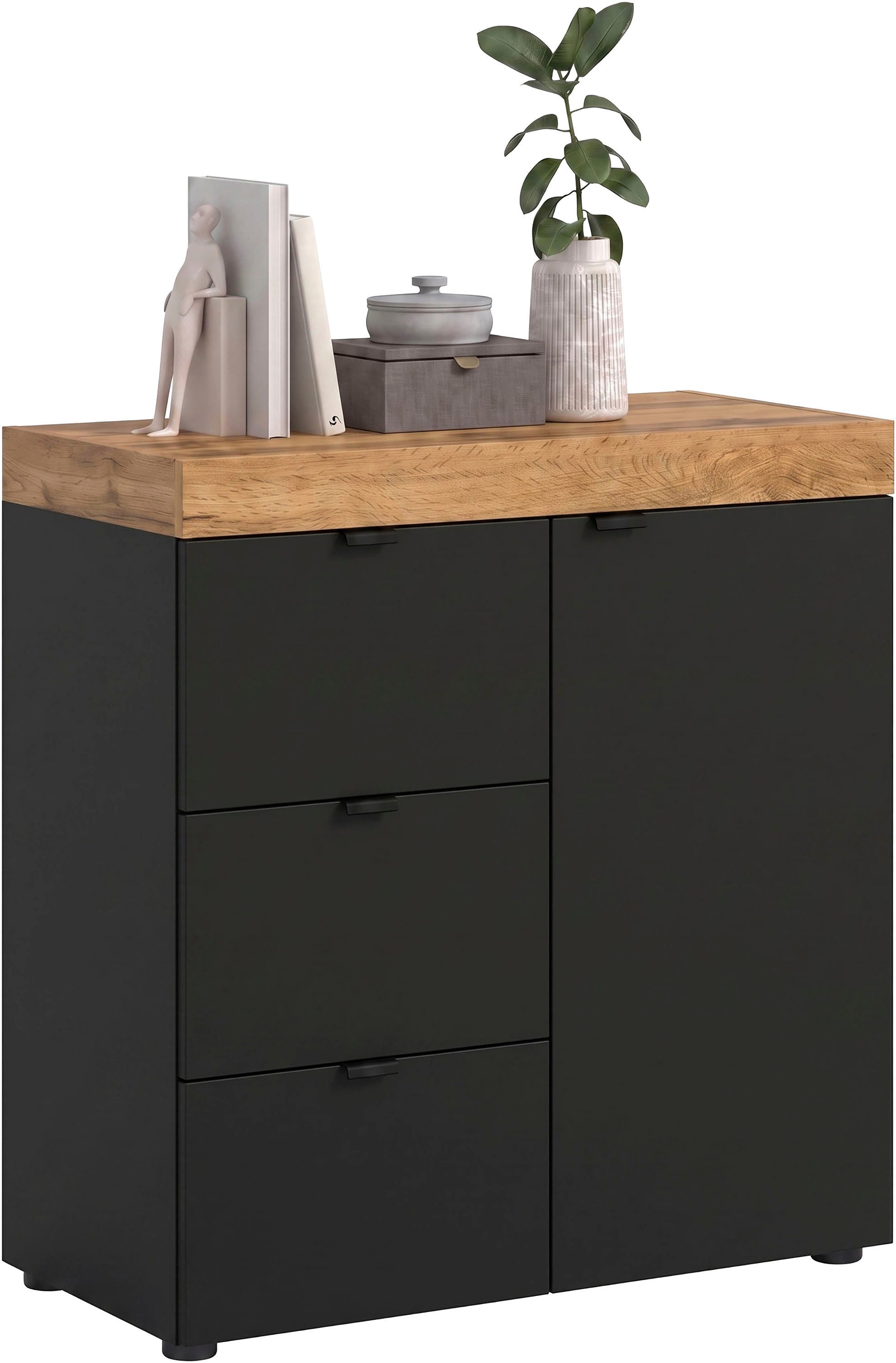 OTTO home Kommode MAMBO II, Breite 77 cm, 1 Tür, 1 Einlegeboden, 3 Schubkästen (1 St., 2-farbige Ausführung, in verschiedenen modernen Trendfarben erhältlich), Kommode, Anrichte, Wohnzimmer, Schlafzimmer