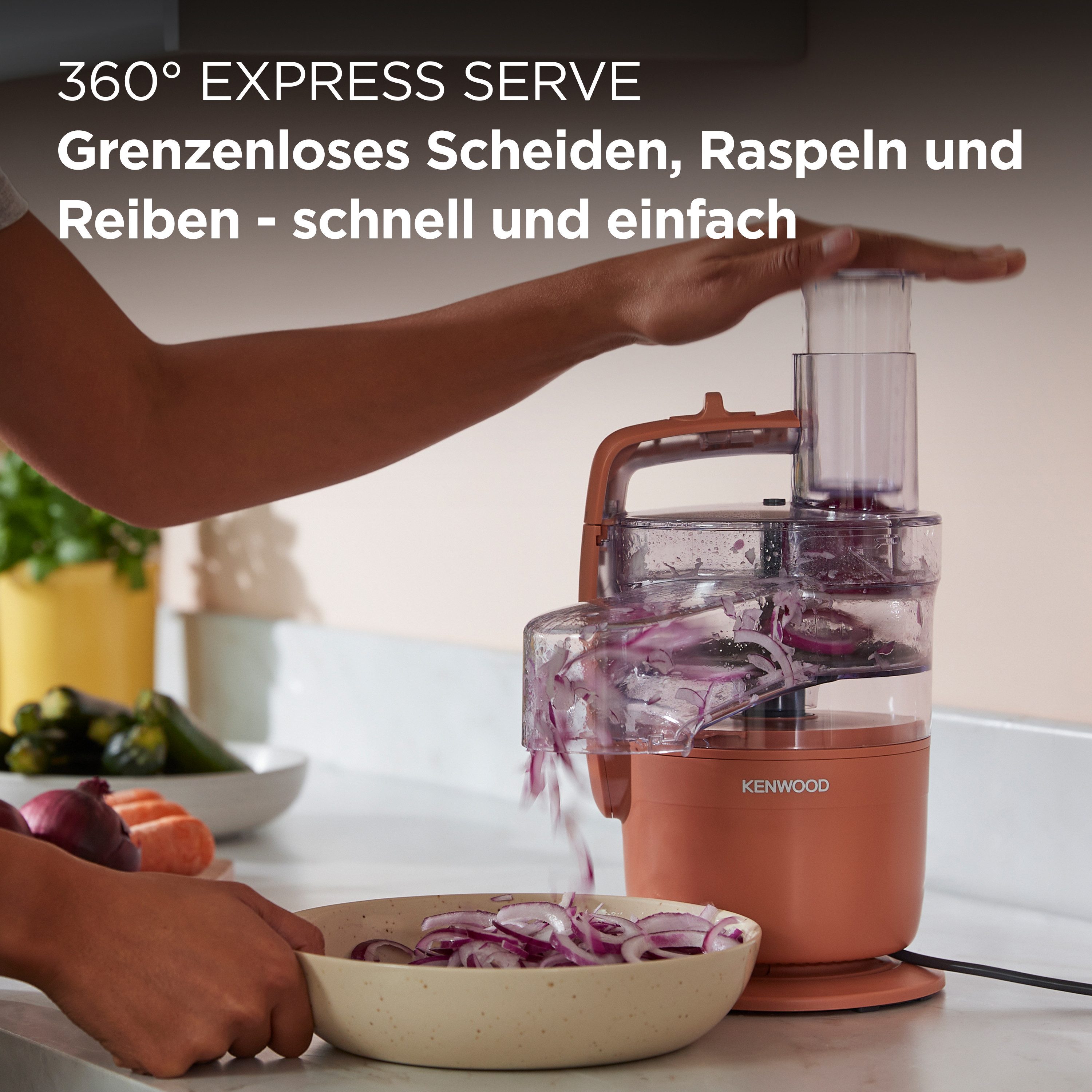 KENWOOD Küchenmaschine FDP23.140RD - Multipro Go, Express-Serve, 1,3 l Behälter, 900W, Rot, 900 W, 0,7 l Schüssel, Kompakt-Küchenmaschine zum Schneiden, Reiben, – Bild 4 von 5