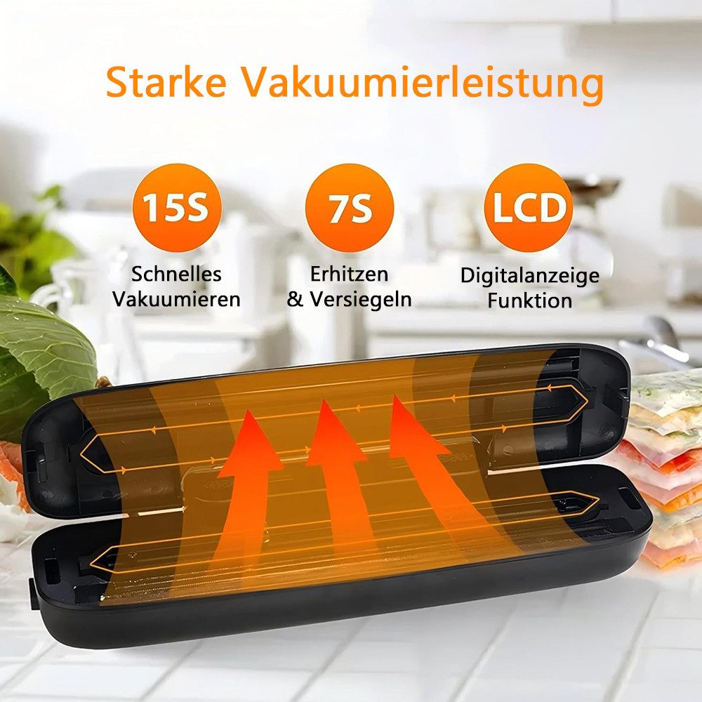 TUWENA Vakuumierer Vakuumierer mit 10 Vakuumier-Beutel, One-Touch-Vakuumversiegelung, Vakuumiergerät für Konservierung Trockener und Feuchter Lebensmittel – Bild 4 von 5