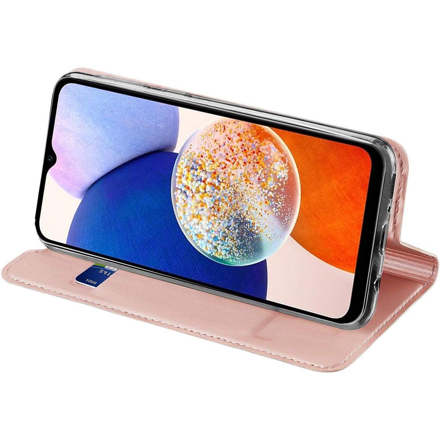 CoolGadget Handyhülle Klapptasche Wallet Kartenfach für Samsung Galaxy A14 4G / 5G 6,8 Zoll, Ultra Slim Flip Case Hülle Klapphülle Cover Schutzhülle – Bild 5 von 5