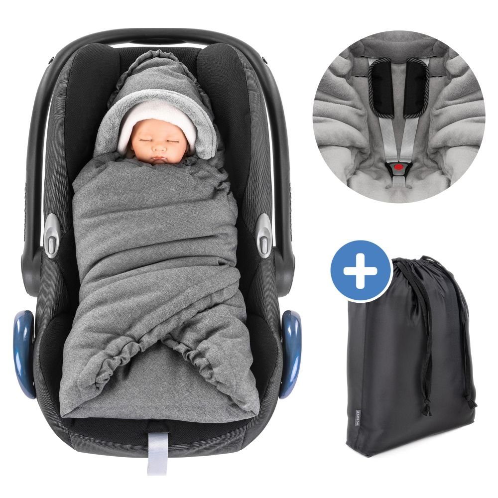 Zamboo Fußsack Kinderwagen Einschlagdecke Grau, Babyschale Winter Baby Babywanne für und