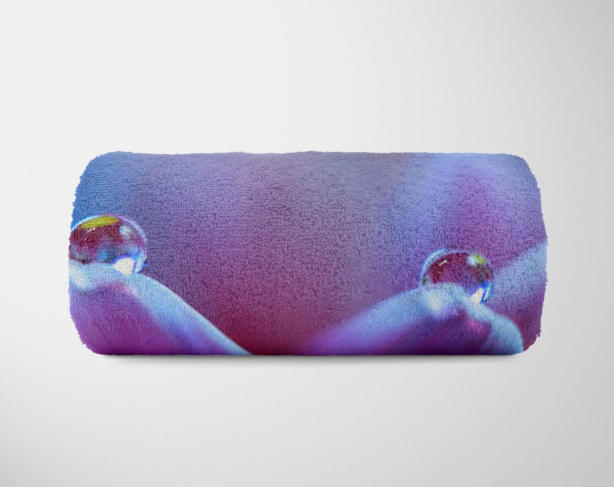 Kuscheldecke Handtuch mit Blüt, Handtücher Baumwolle-Polyester-Mix (1-St), Art Handtuch Fotomotiv Saunatuch Sinus Wassertropfen Strandhandtuch