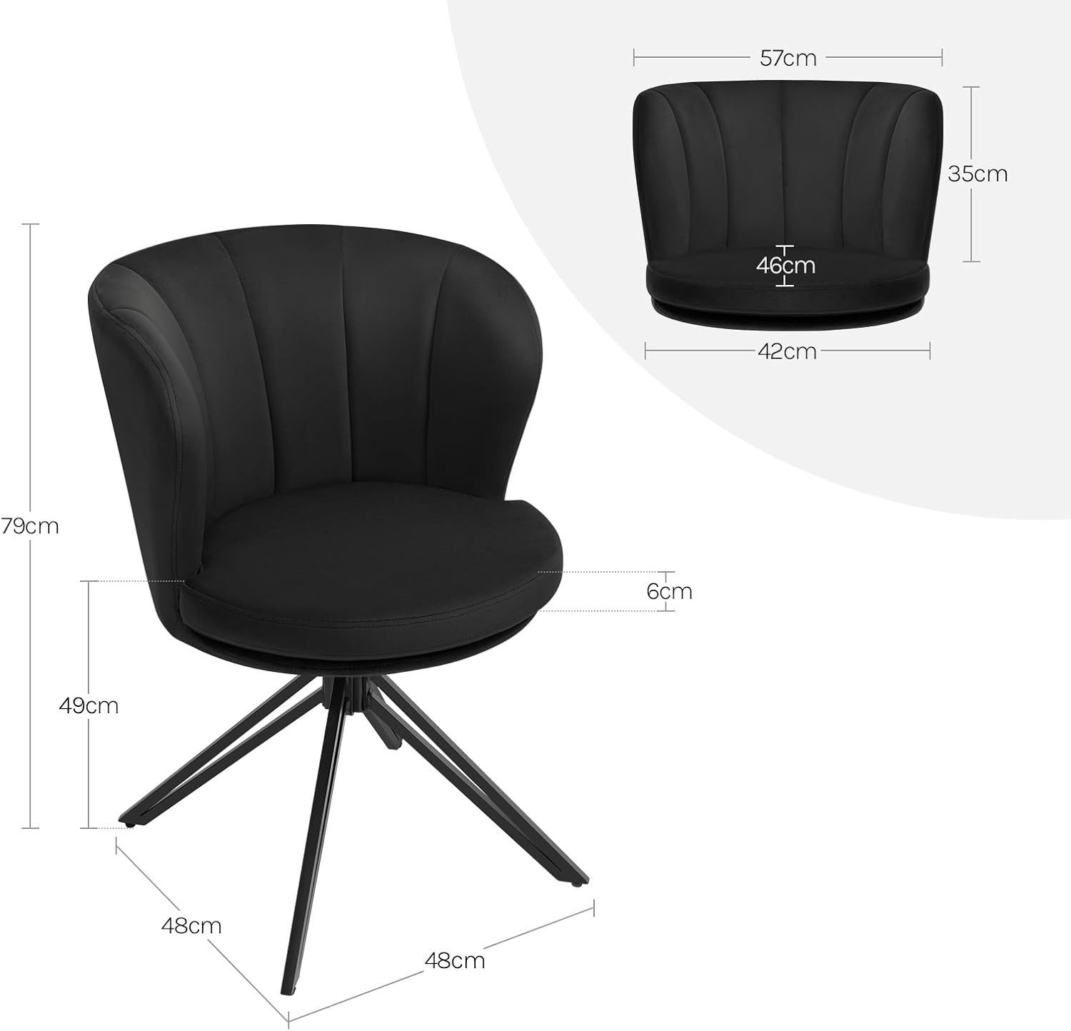 Woltu 4-Fußstuhl (2 St), Esszimmerstühle Polsterstuhl 360° Drehbar, mit Armlehne