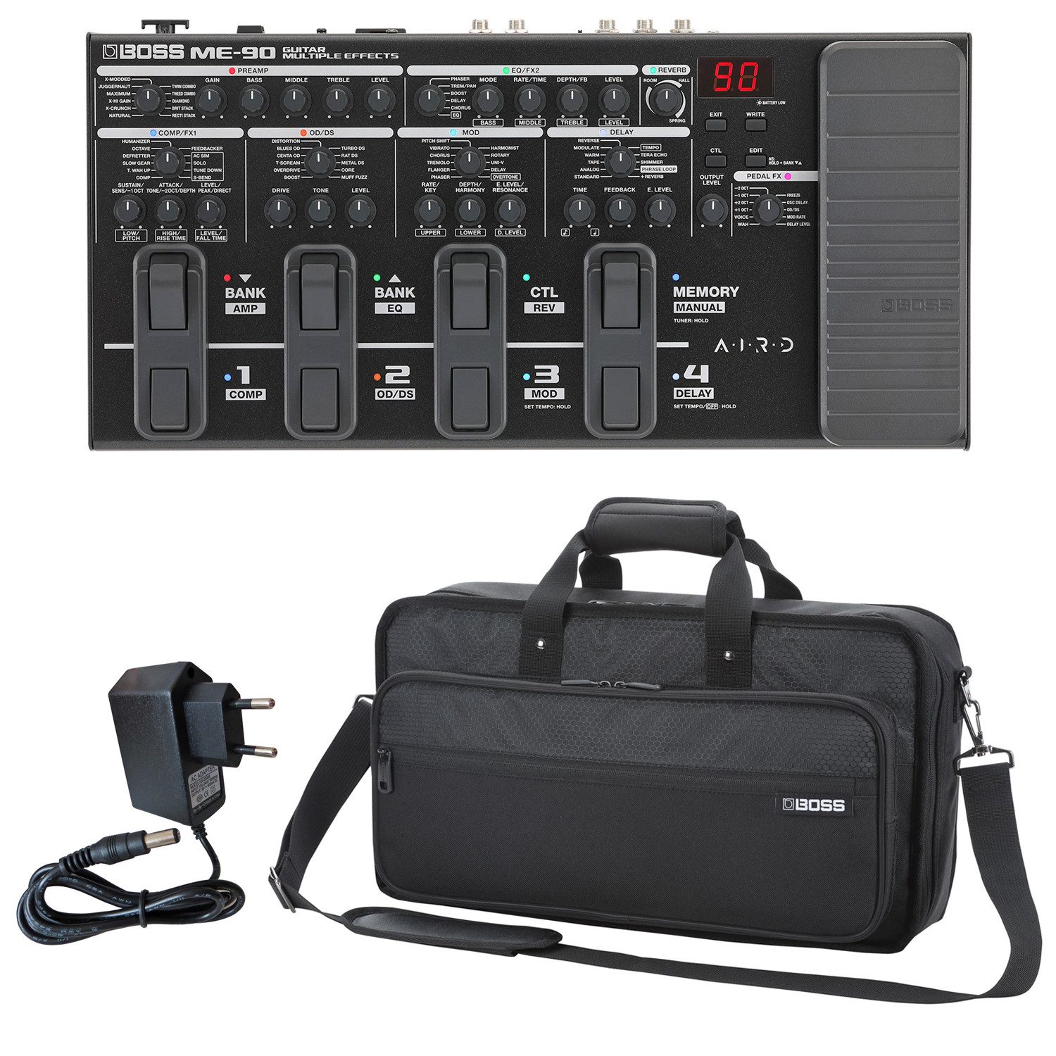 Boss by Roland E-Gitarre Boss Effektgerät ME-90 Multi-Effektgerät mit Tasche und Kabel, Effektgerät, Gitarre, Effektgerät