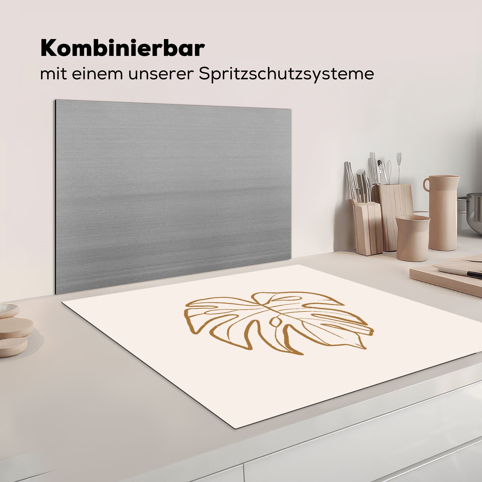 MuchoWow Vinyl, - küche Ceranfeldabdeckung, für Pastell Blätter, Herdblende-/Abdeckplatte Sommer cm, 78x78 - tlg), (1 Arbeitsplatte