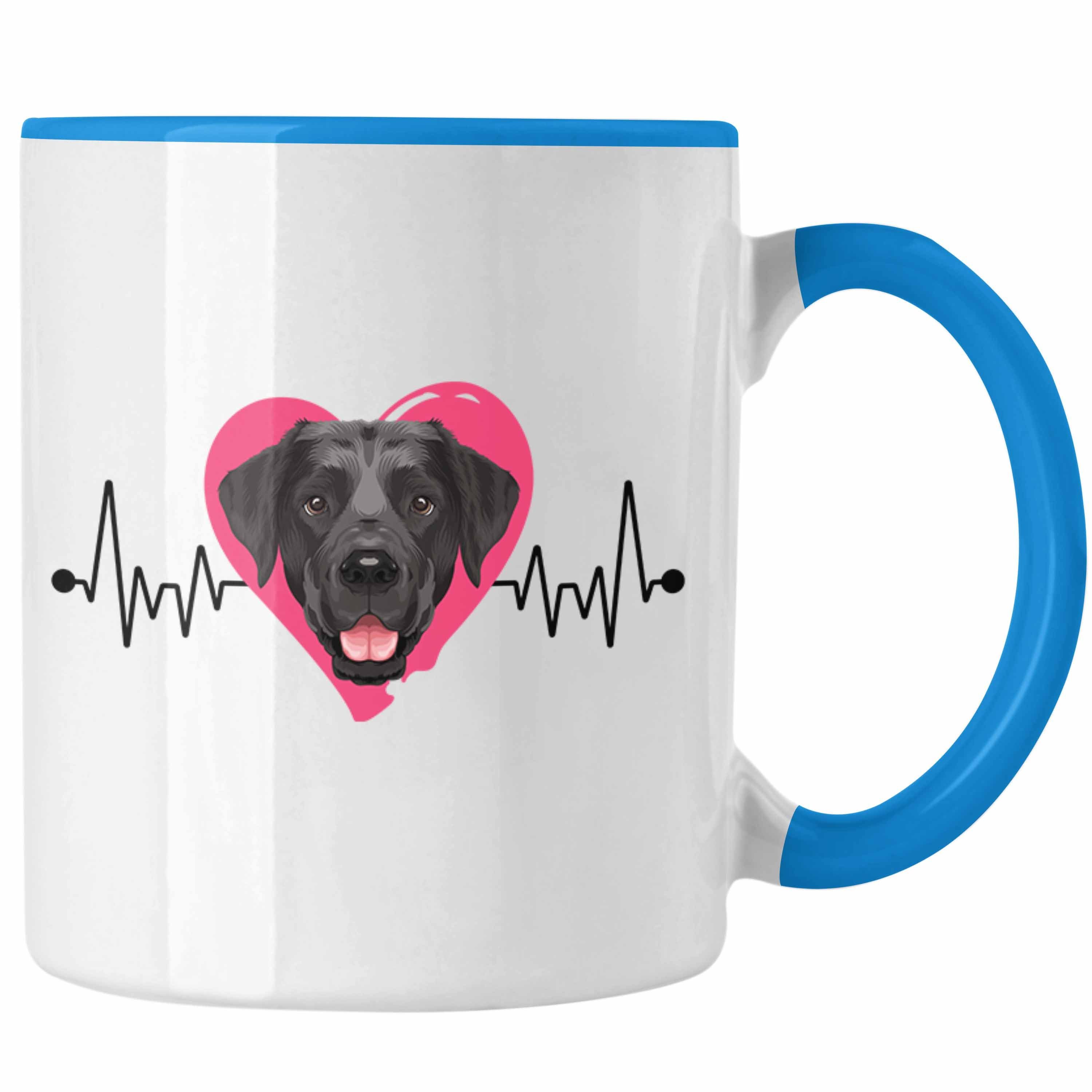 Trendation Tasse Labrador Besitzer Tasse Geschenk Lustiger Spruch Geschenkidee Herzschl Blau
