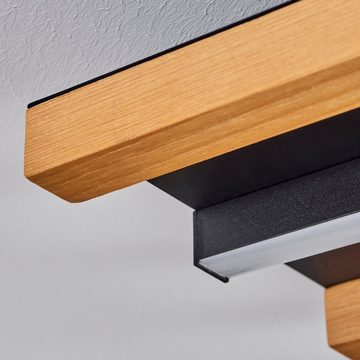 hofstein Deckenleuchte dimmbare Deckenlampe aus Metall/Holz/Kunststoff in Schwarz/Natur/Weiß, LED wechselbar, 3000 Kelvin, 22 Watt, 2450 Lumen, Länge 46 cm, dimmbar über Lichtschalter