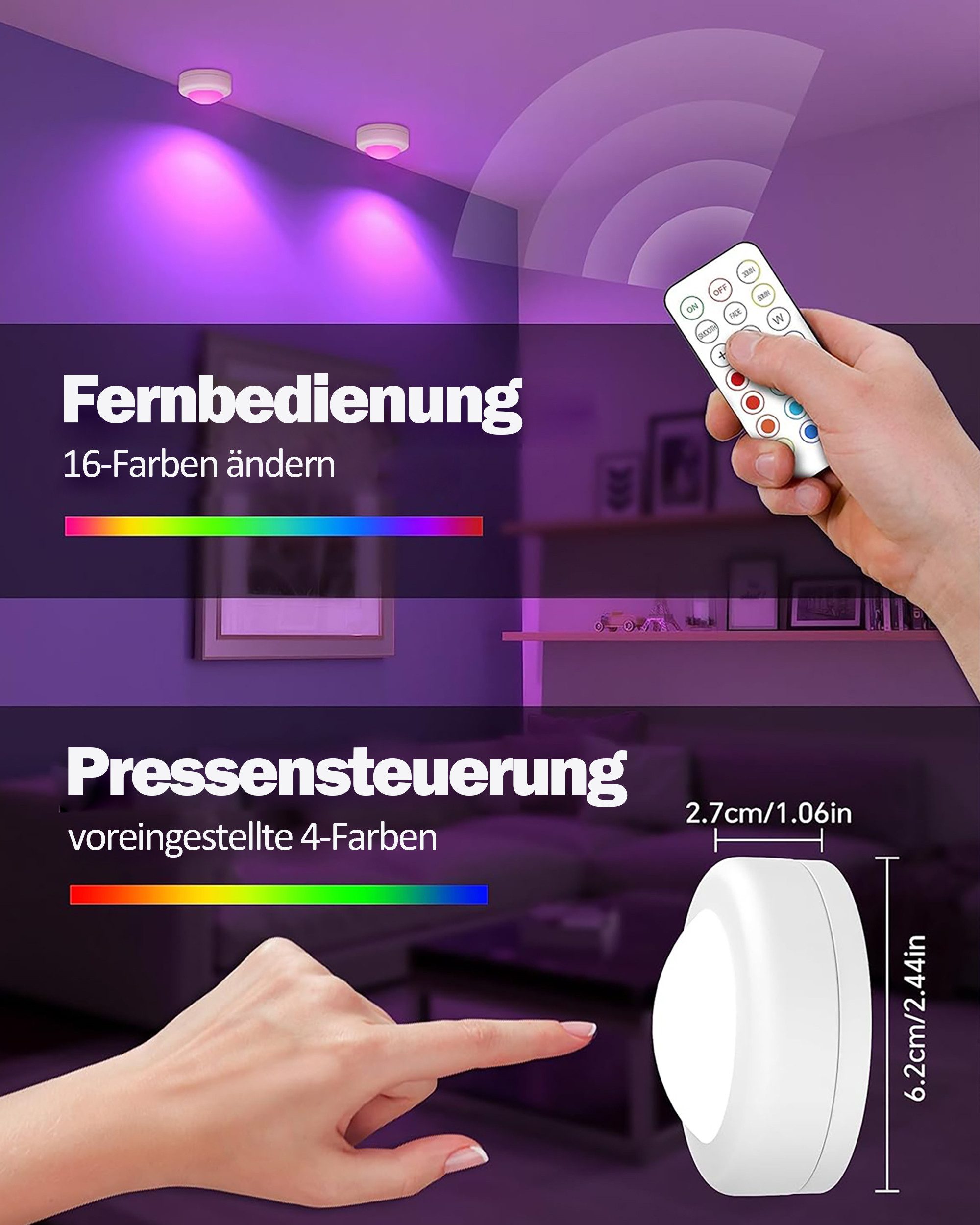 Luckice Unterschrankleuchte 3 Stück Batteriebetrieben LED günstig online kaufen