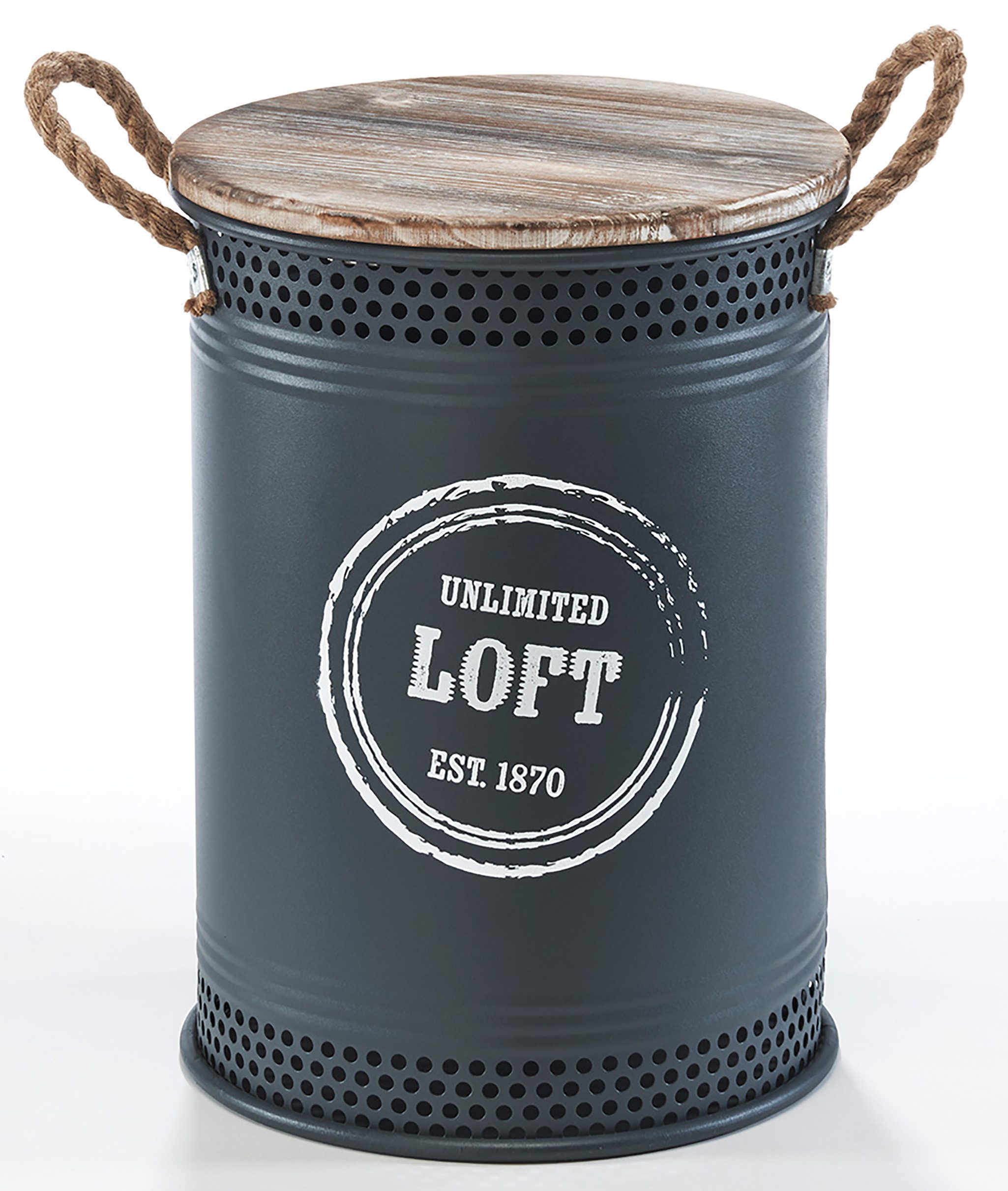 Kobolo Wäschekorb Aufbewahrungskorb LOFT ANTHRAZI aus Metall und Holz (Stüc günstig online kaufen