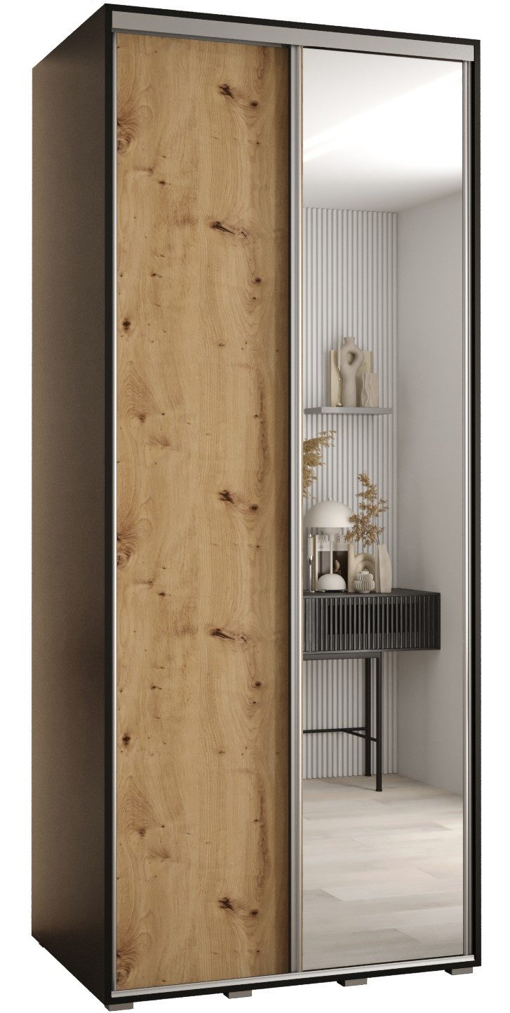 ABIKS MÖBEL Schwebetürenschrank Davos 3 Schlafzimmerschrank mit Spiegel, Kleiderstange und Regalen