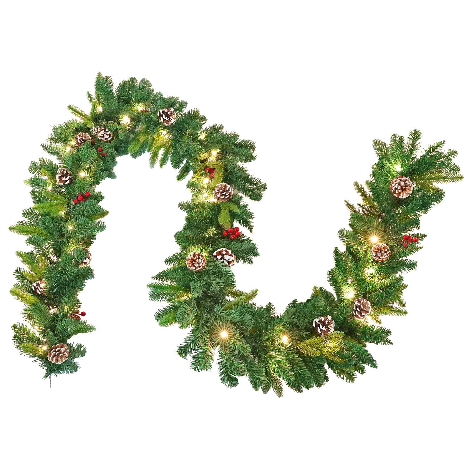 Kunstgirlande Tannengirlande Weihnachtsgirlande mit Beleuchtung Weihnachtskranz, FIVMEN, Künstliche Weihnachtskranz für Innen & Außen