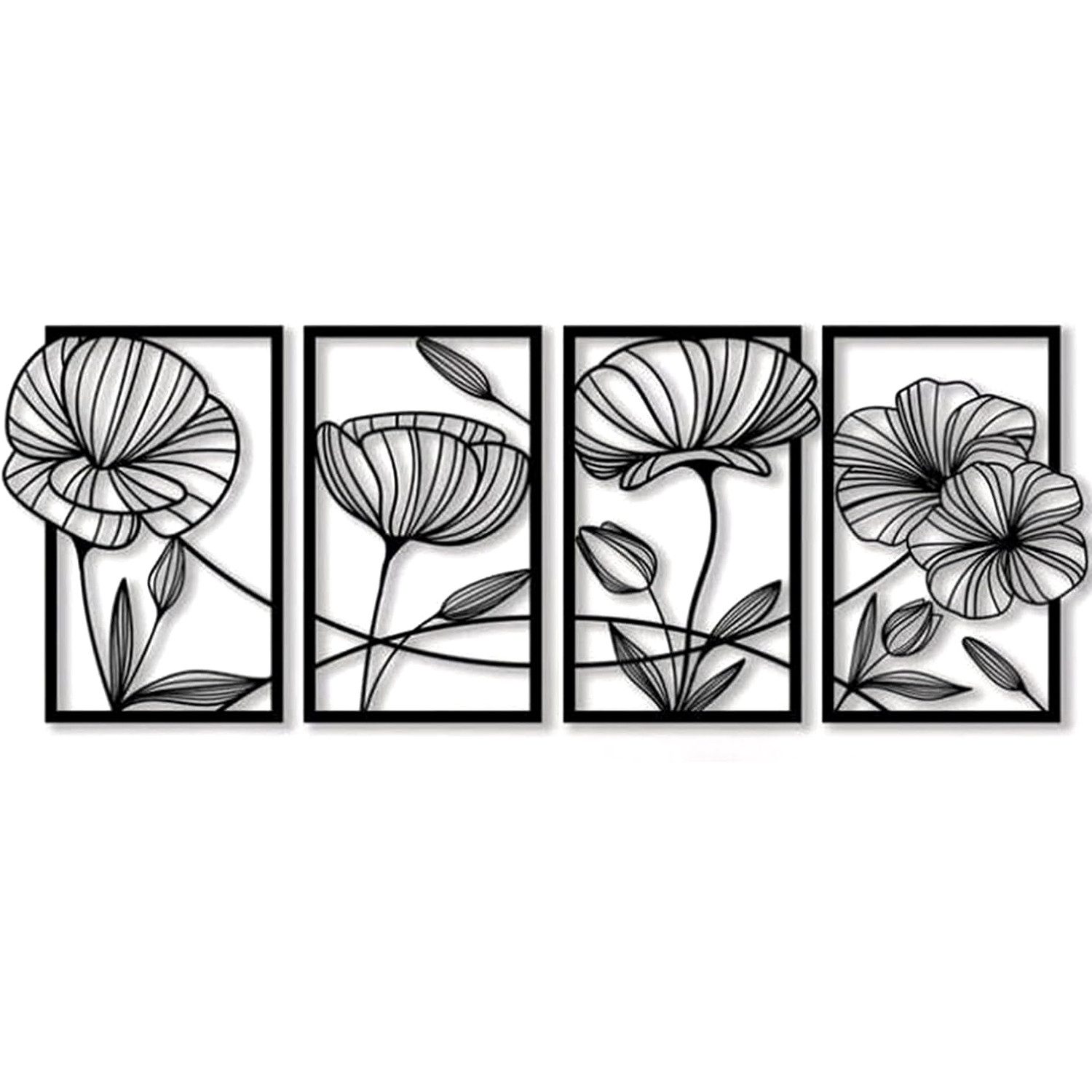 NUODWELL Wanddekoobjekt 4 Stück Metall Lotusblume Wanddekoration, Abstrakte günstig online kaufen