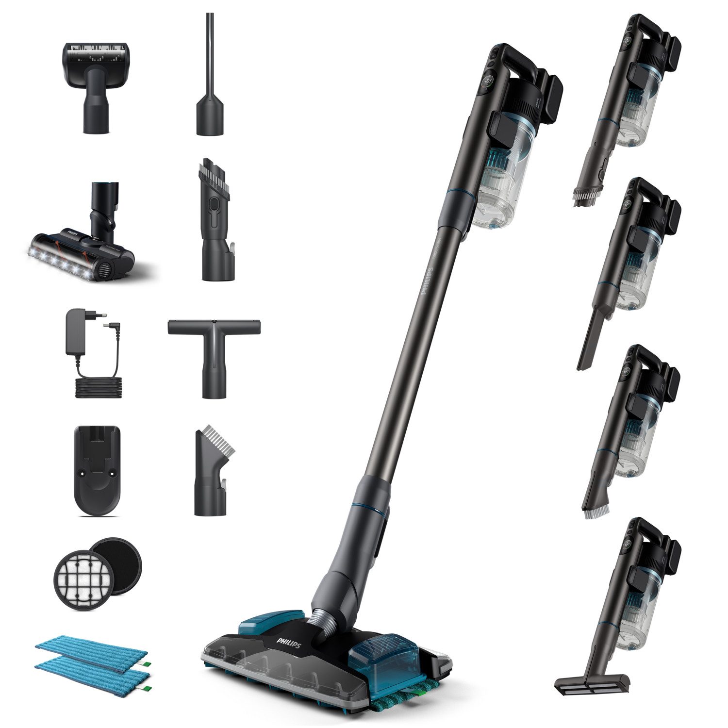 Philips Akku-Hand-und Stielstaubsauger XC8057/01 Aqua Plus Akku Пылесосы, PowerCyclone 12, PowerBlade Digitalmotor, LED-Bodendüse