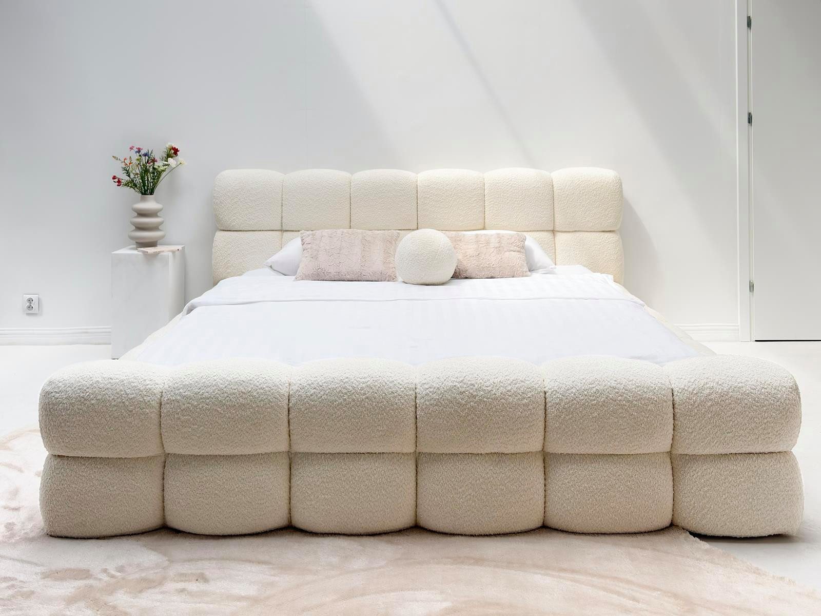 Compleo Polsterbett bubble, Designerbett 140/160/180/200 DALIA (TOPSELLER, Lattenrost mit Holzrahmen oder Metalrahmen), Wolkenbett, Cloud-Bett mit Bettkasten