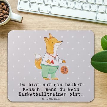 Mr. & Mrs. Panda Mauspad Basketballtrainer Herz - Grau Pastell - Geschenk, Mousepad, Basketbal (1-St), rutschfest