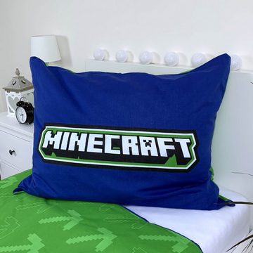 Bettbezug Minecraft marineblau-grüne Kinderbettwäsche, Baumwolle 140cm x 200cm, Sarcia.eu