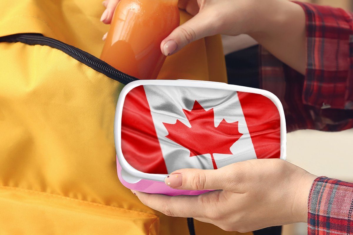 rosa der Brotbox Auflösung Mädchen, für Erwachsene, von Flagge Kanada, Lunchbox Brotdose Hohe Snackbox, Kunststoff, Kinder, Kunststoff MuchoWow (2-tlg),
