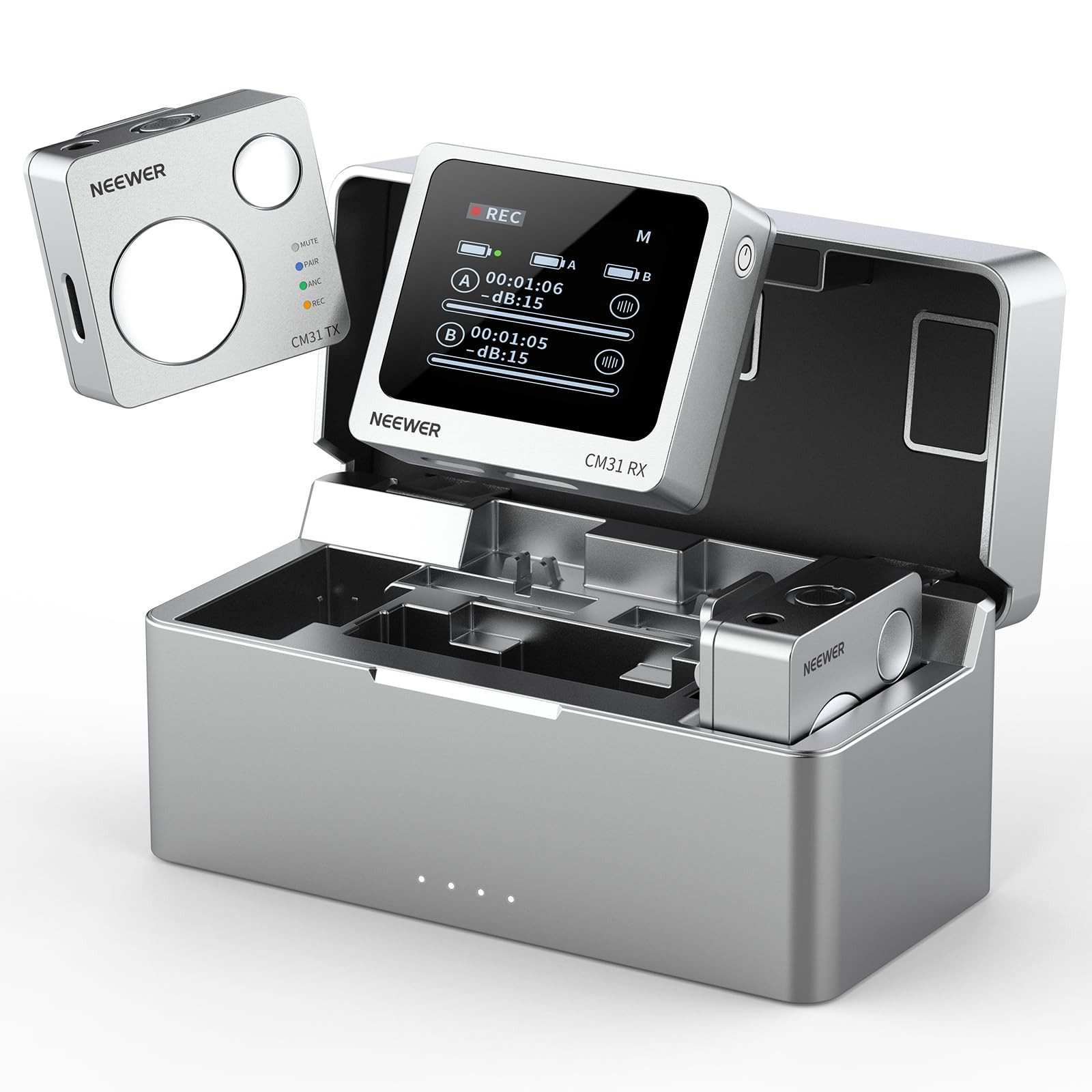 Neewer Streaming-Mikrofon CM31 Lavalier-Mikrofon: 24h Akku, 8GB, 48KHz - für iPhone/Android/PC (Packung)