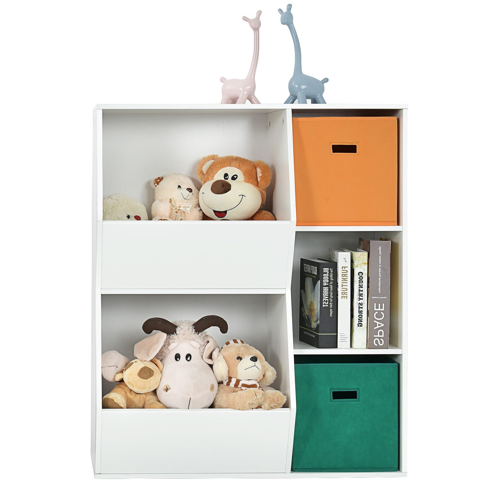 KOMFOTTEU Bücherregal Spielzeugregal, Aufbewahrungsregal Kinder für Bücher & Spielzeug