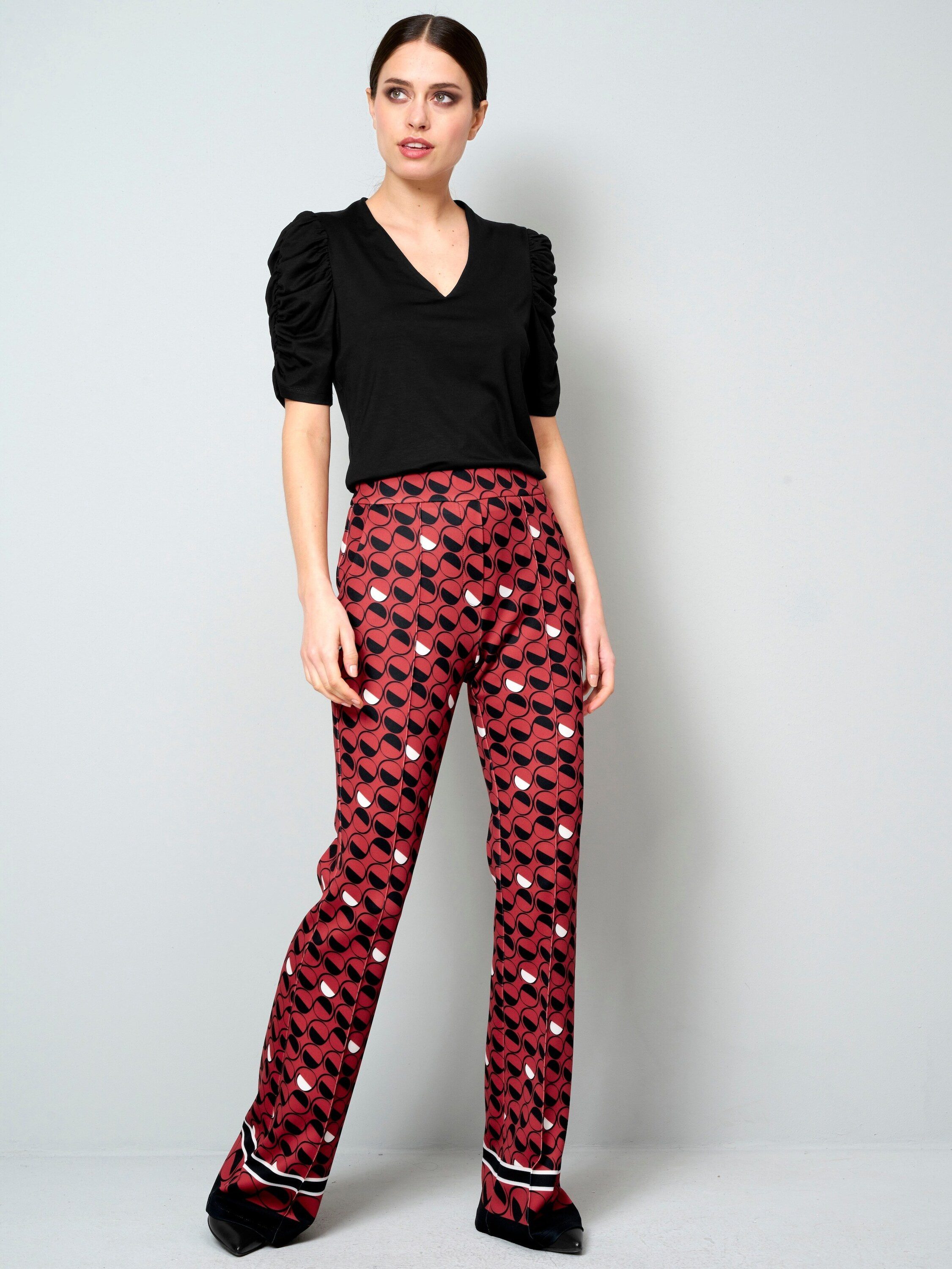 Alba Moda Stoffhose Druckhose mit Bordüre
