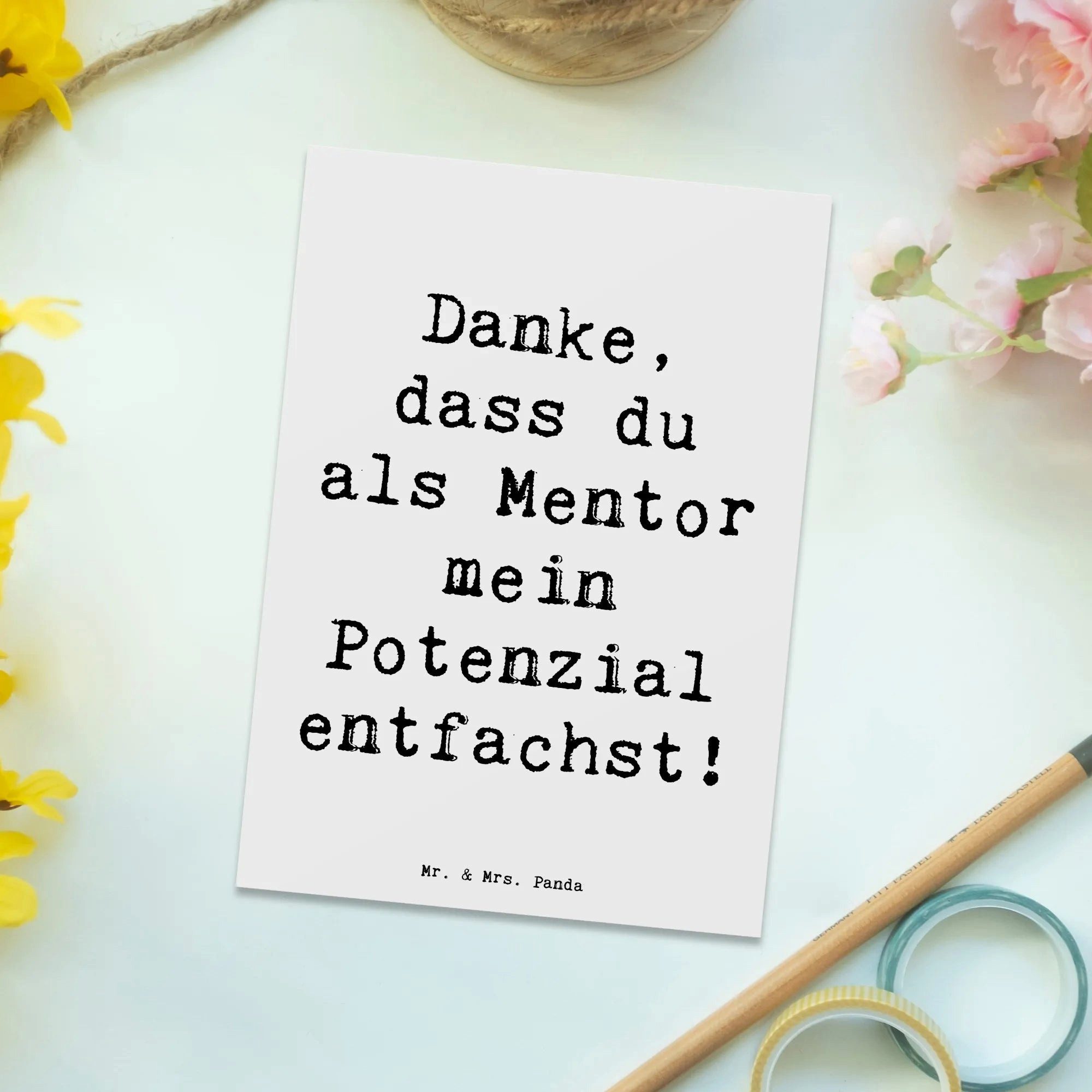 Thumbnail - Mr. & Mrs. Panda Postkarte Spruch Mentor Potenzial - Weiß - Geschenk, positive Beeinflussung, Vo, Charmante Designs