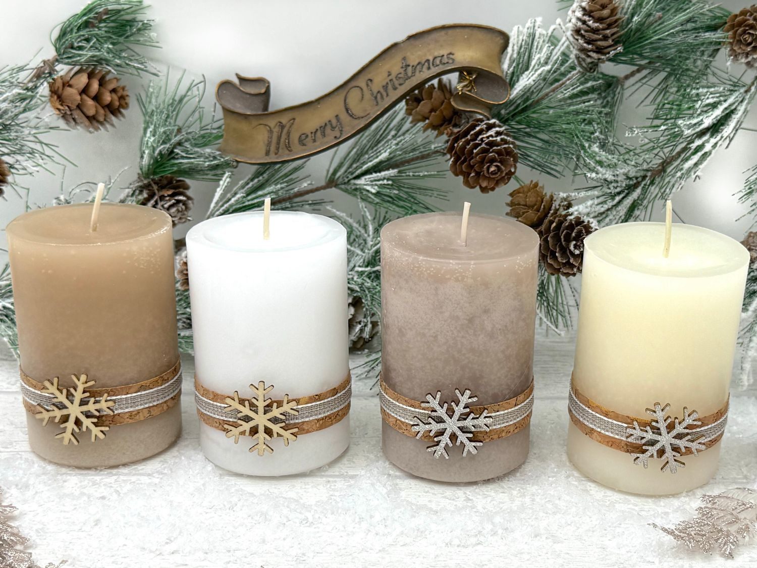 ZauberDeko Stumpenkerze 4 Adventskerze Stumpenkerze Holz günstig online kaufen