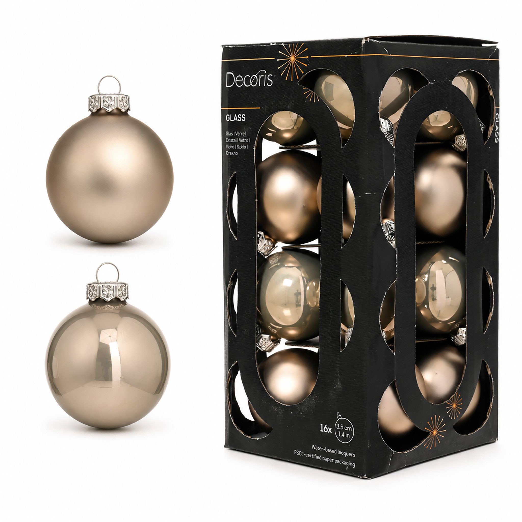 Kaemingk Weihnachtsbaumkugel, Weihnachtskugeln Glas 3,5cm 16 Stück - Rauchperle